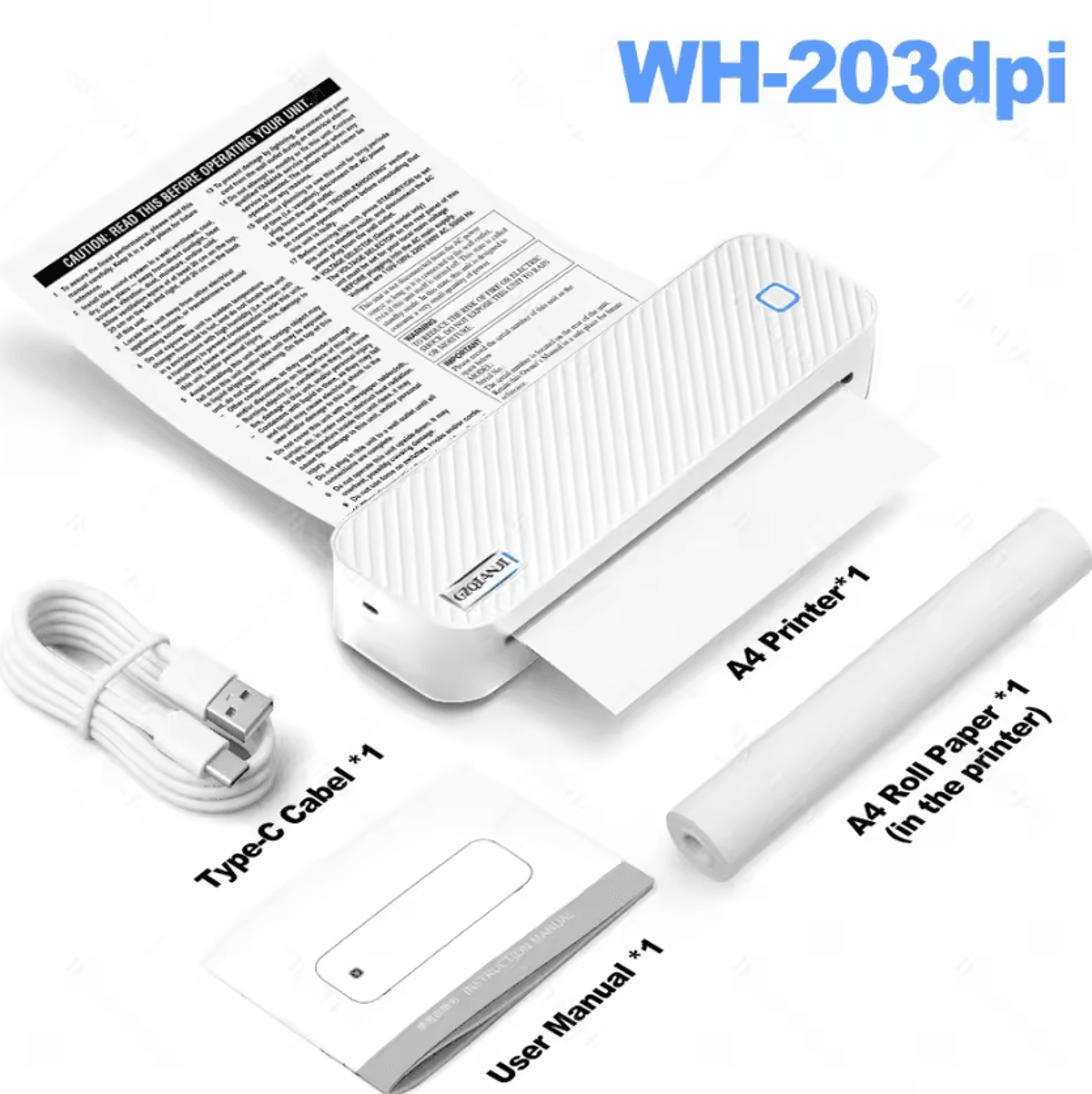 YINSITOM 300DPI Portable Bluetooth Thermal Printer Wireless A4 And US Letter Travel Printer 6