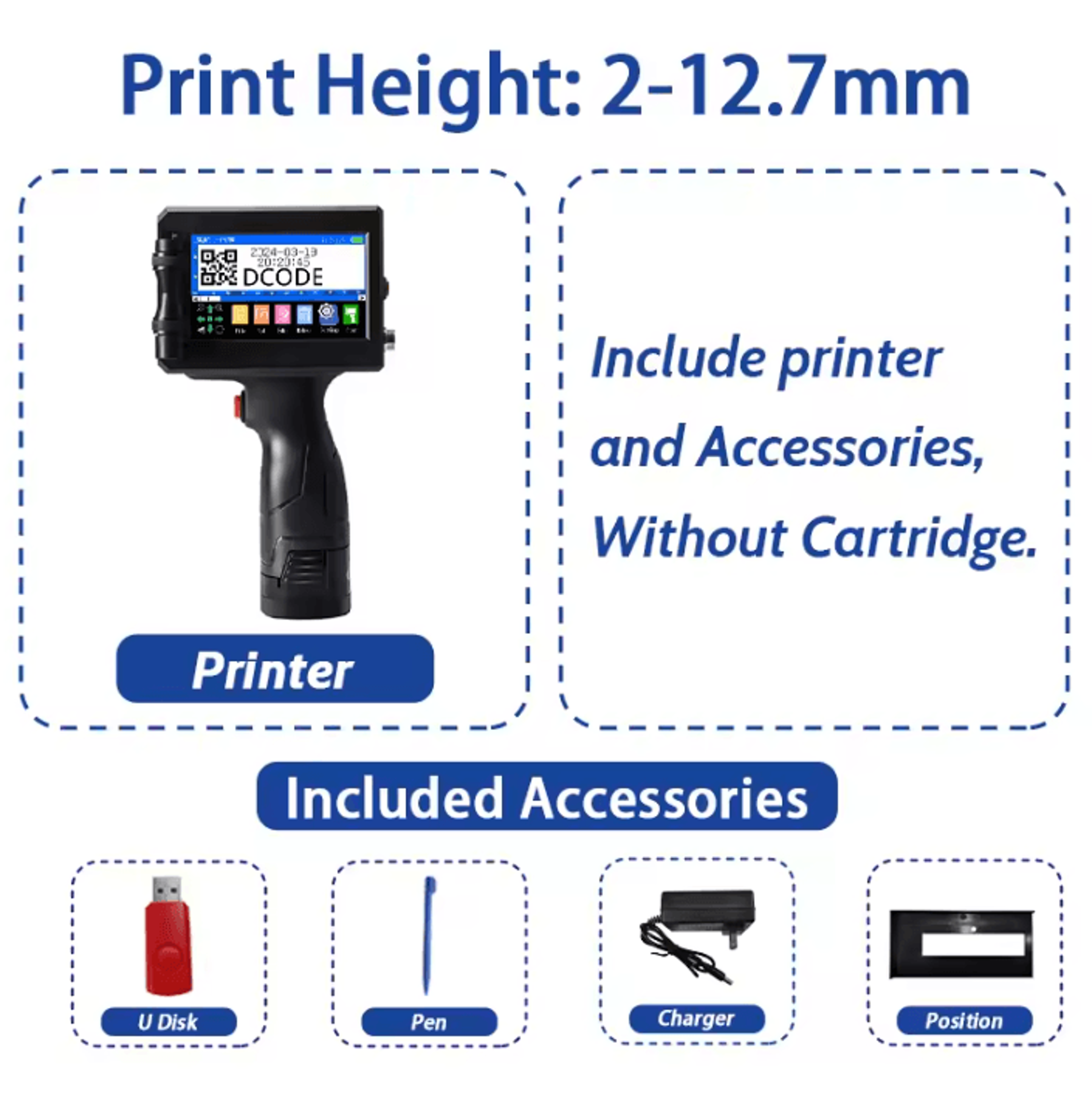 DCODE 1750plus Portable Handheld Inkjet Printer 127mm 254mm Barcode QR And Date Coding Machine 5