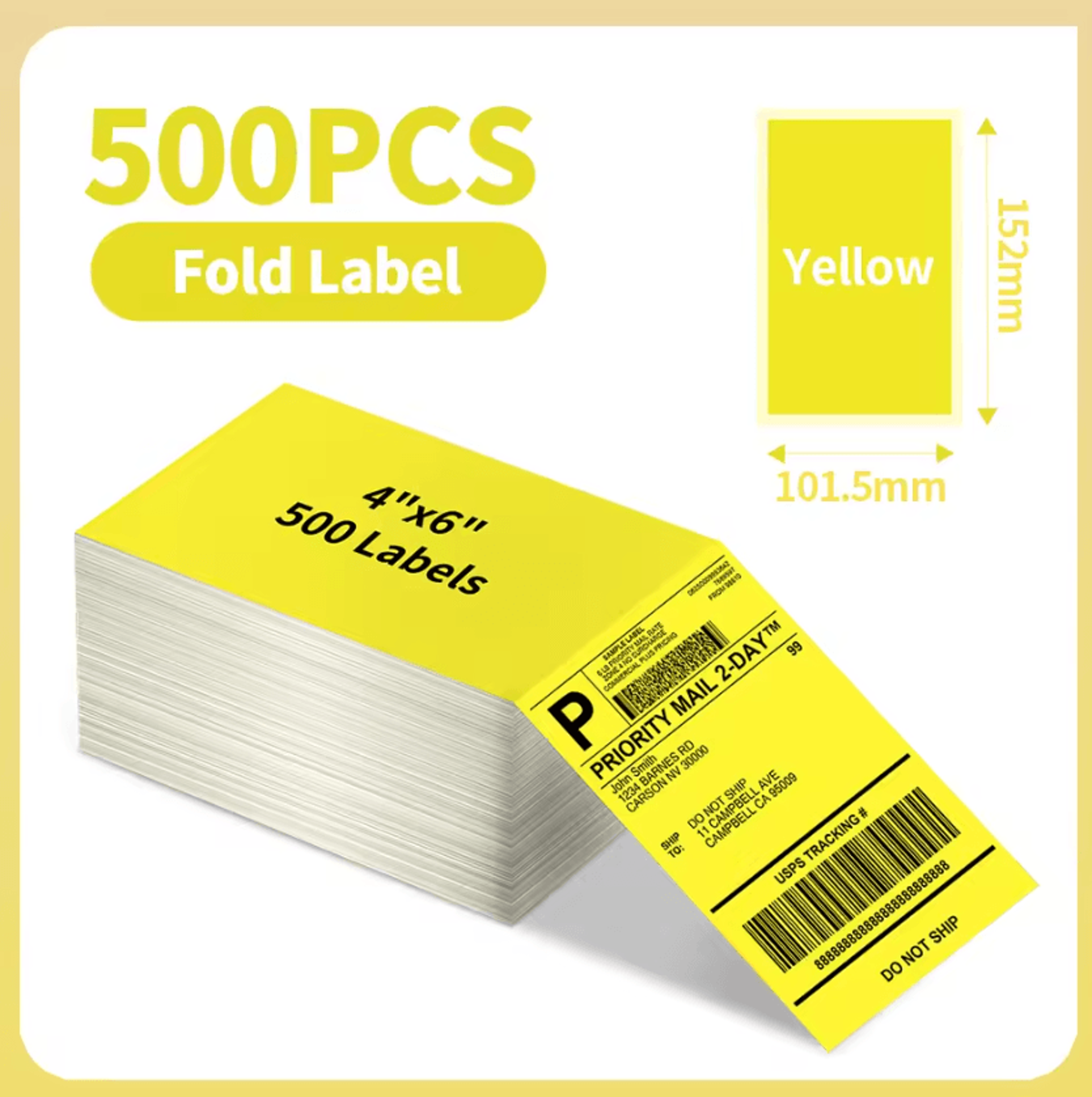 500Pcs 4x6 FanFold Thermal Shipping Labels Adhesive Printer Paper For Phomemo 241BT 246S D520BT 6