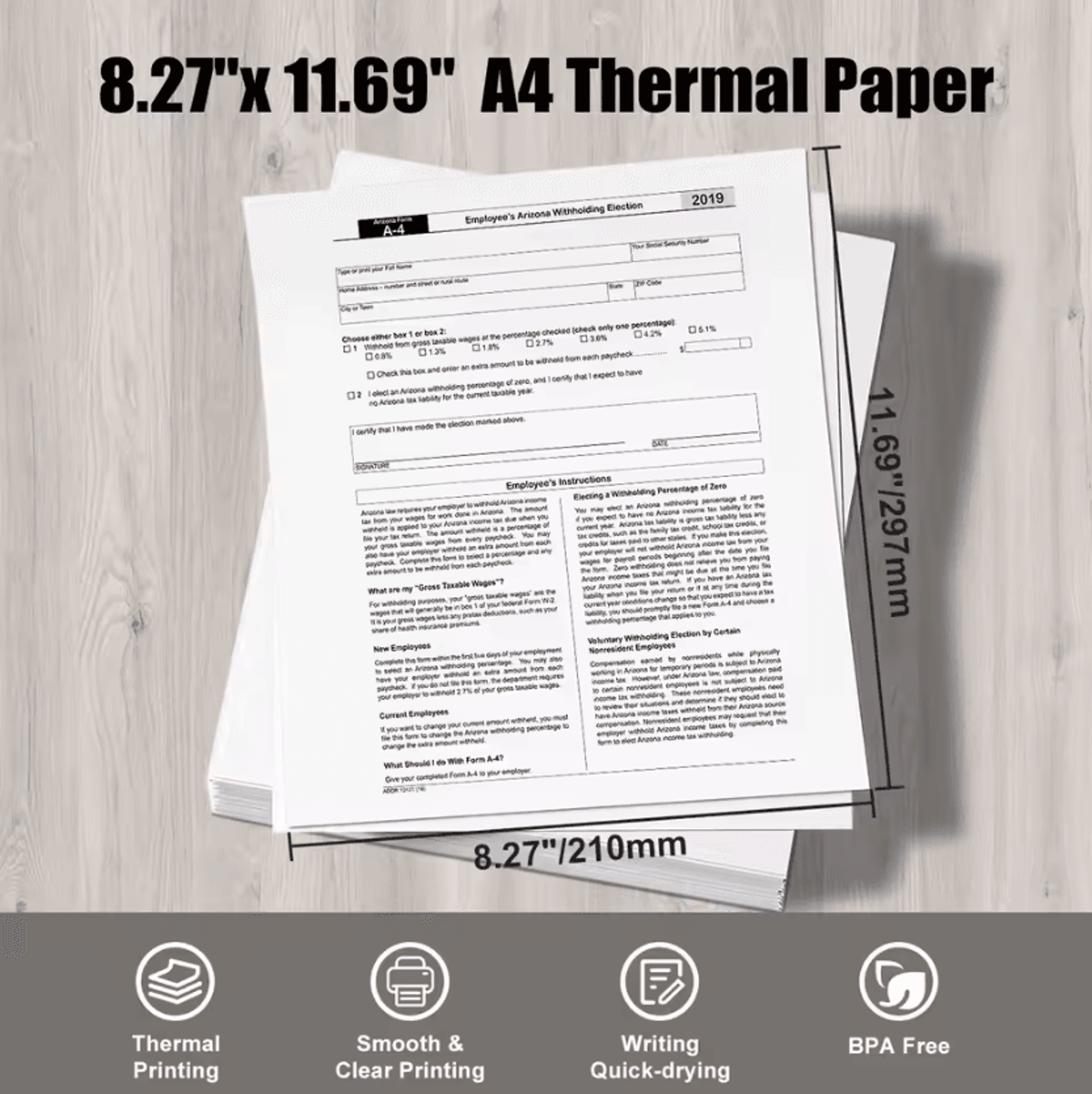 Portable A4 Bluetooth Thermal Printer Inkless Wireless Document Printer For Home Office And School 3