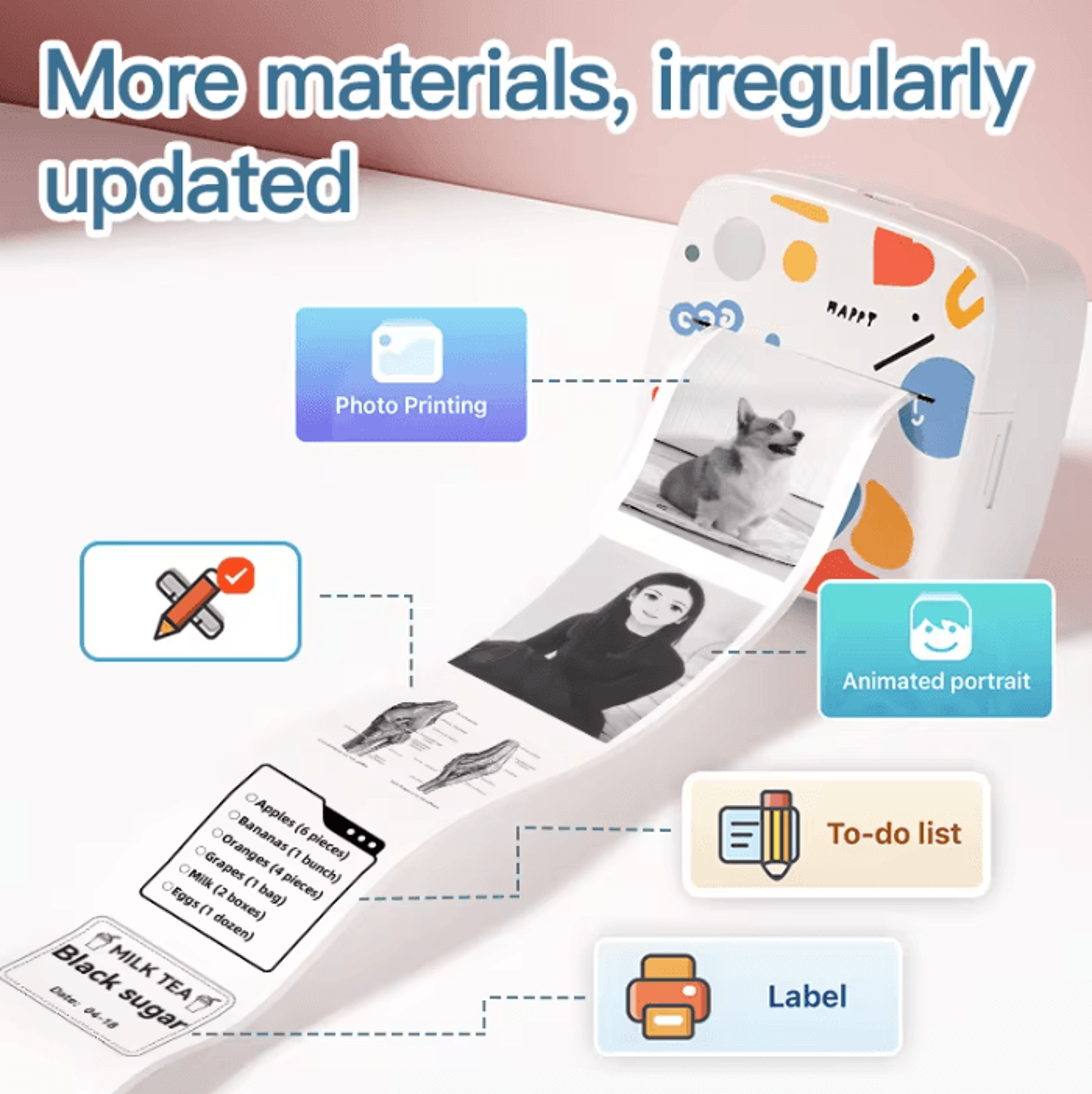 DOLEWA D2 Doodle Mini Wireless Thermal Printer Portable Inkless Photo And DIY Sticker Maker 1