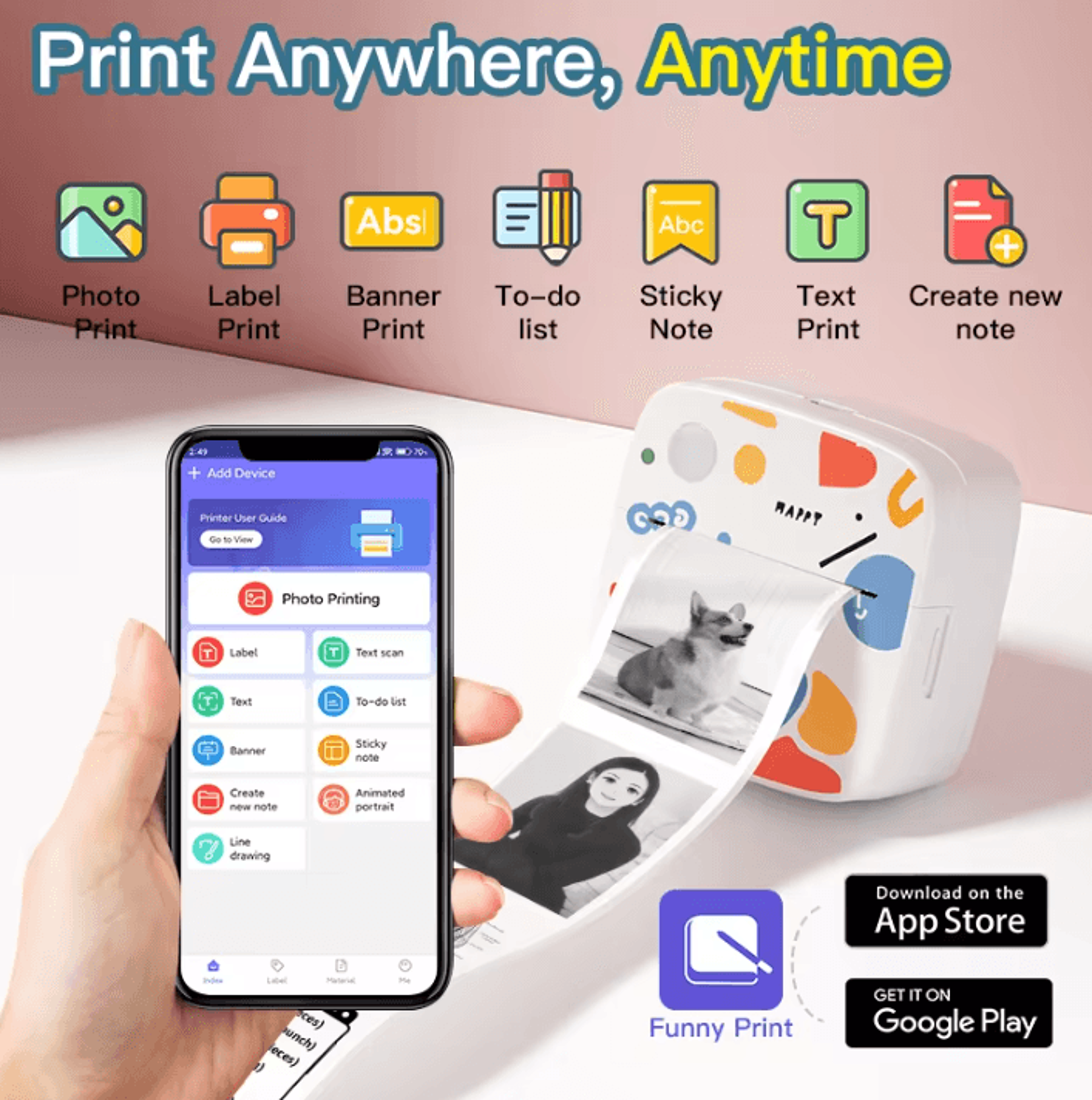 DOLEWA D2 Doodle Mini Wireless Thermal Printer Portable Inkless Photo And DIY Sticker Maker 3