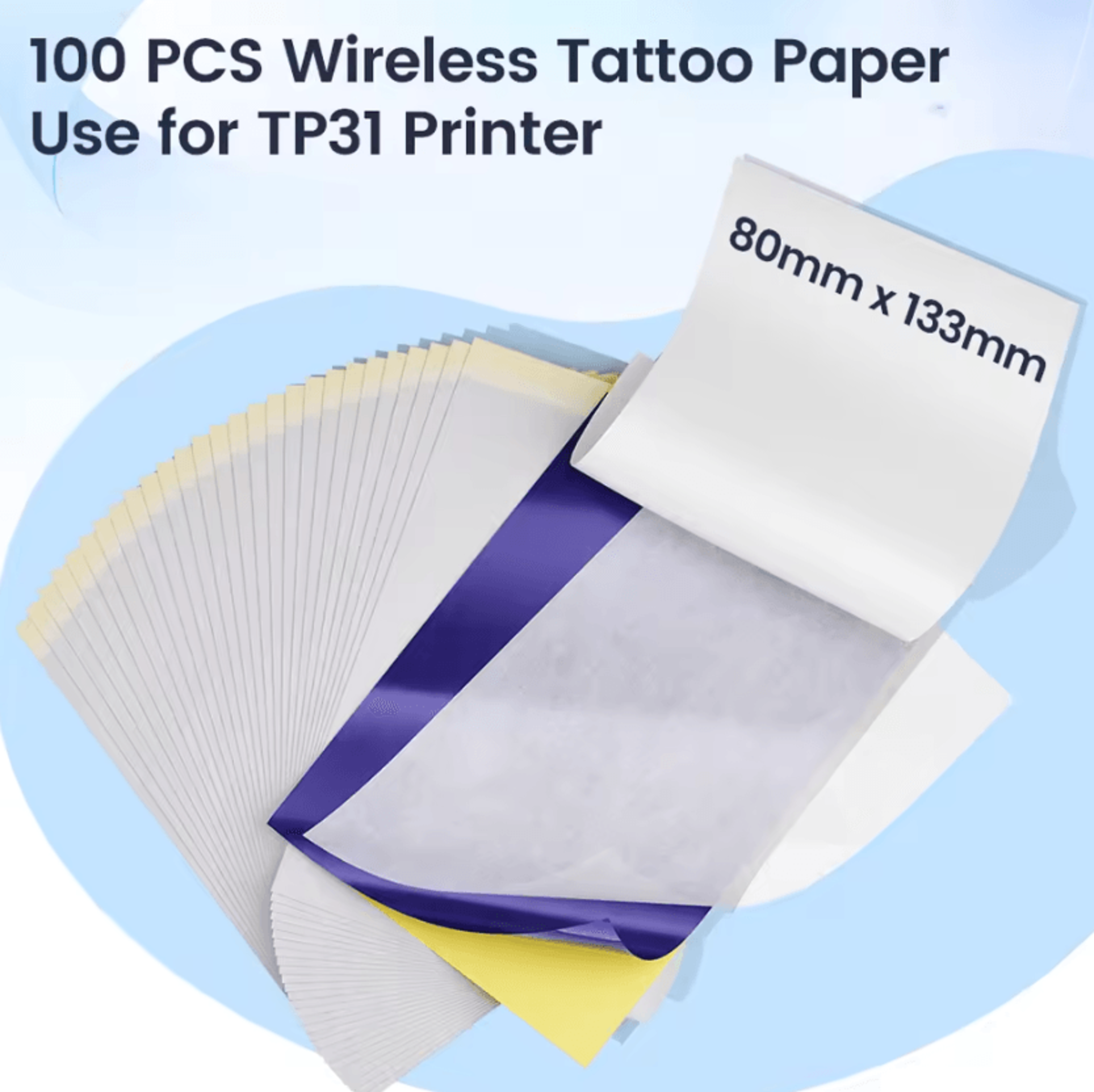TP31 Tattoo Stencil Transfer Paper 80x133mm 100 Sheets For Thermal Tattoo Printers 0