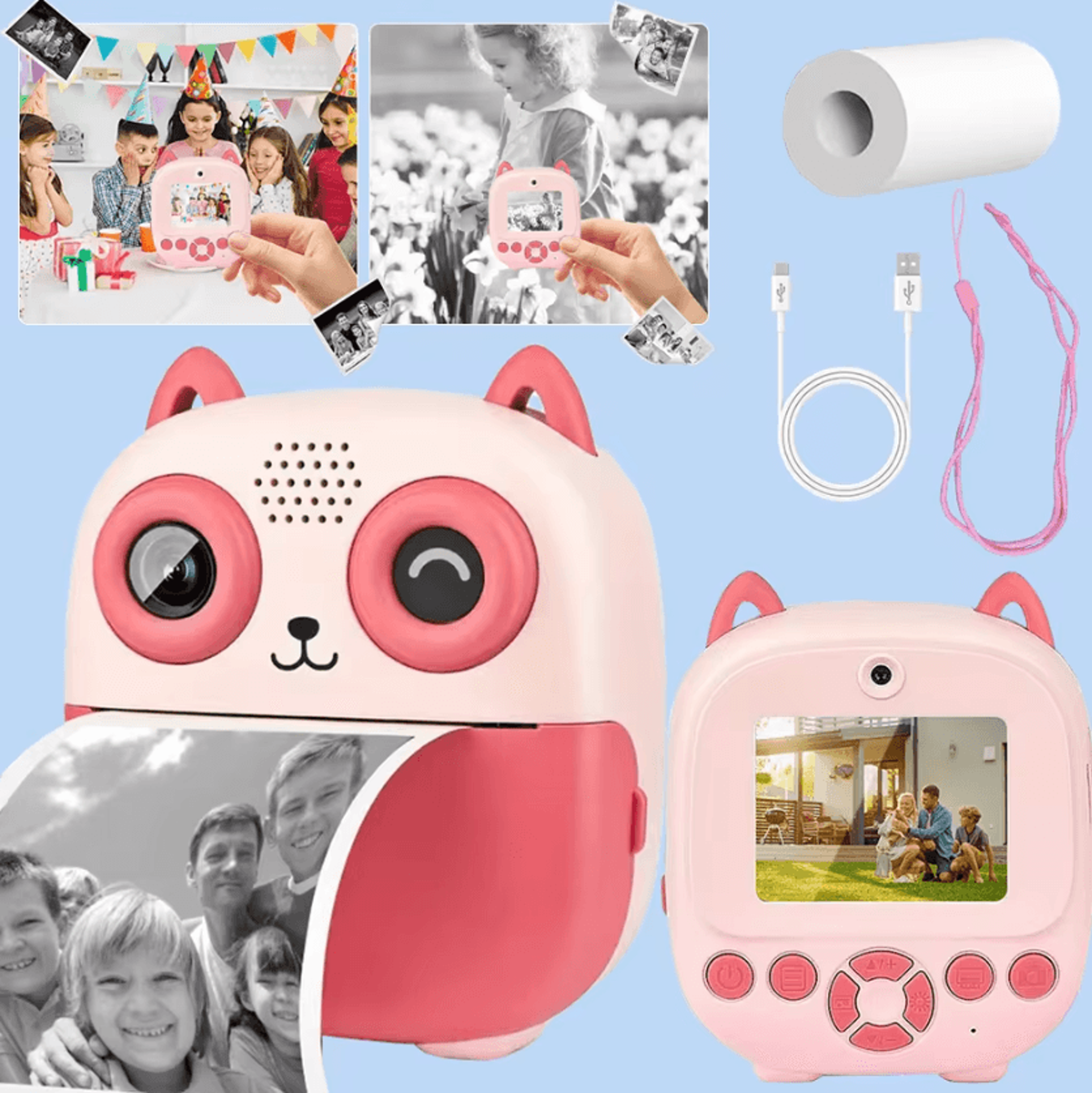 Instant Print Digital Selfie Camera With Thermal Printer And Paper Rolls In 5 Colors 6