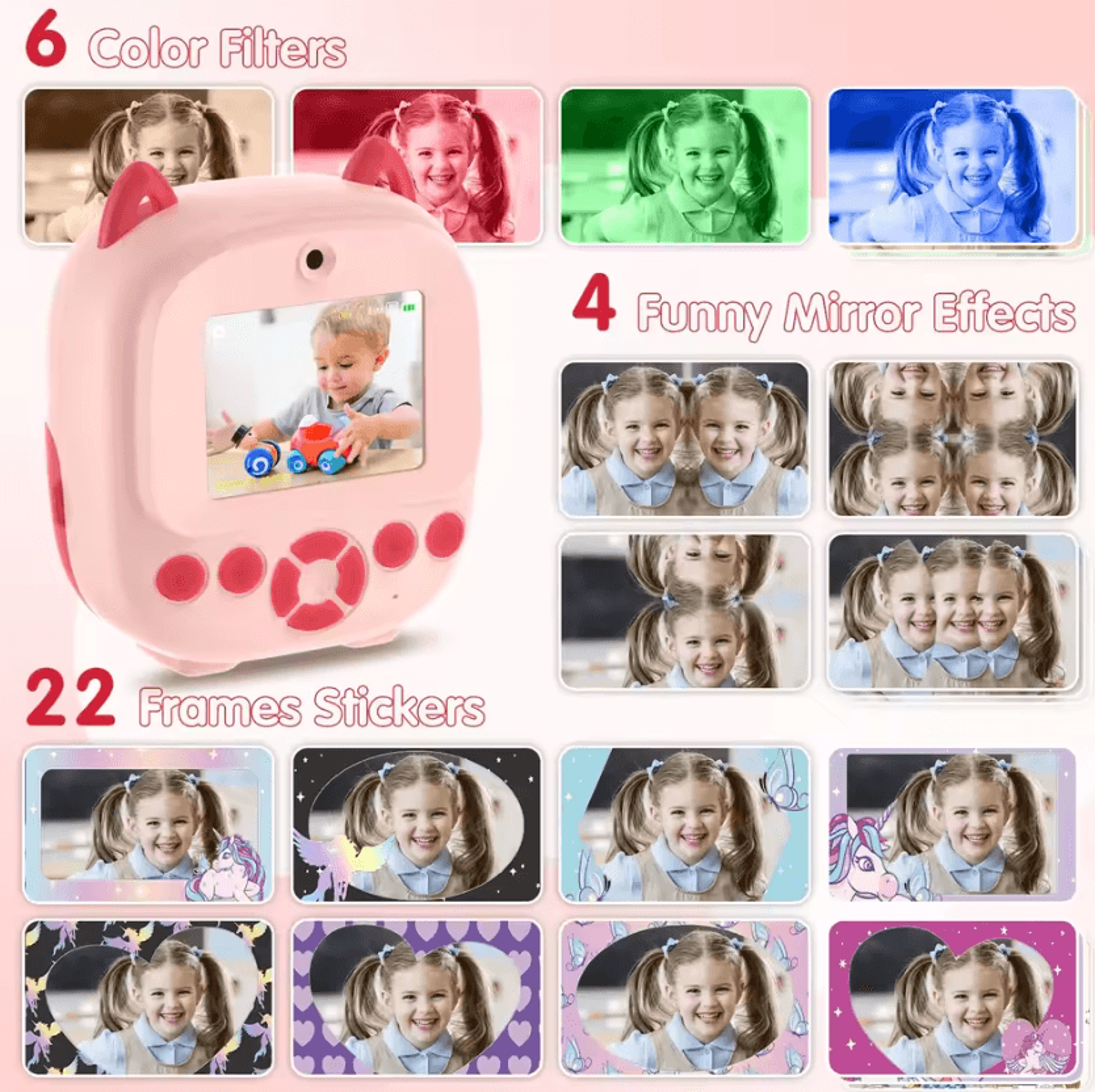 Instant Print Digital Selfie Camera With Thermal Printer And Paper Rolls In 5 Colors 1