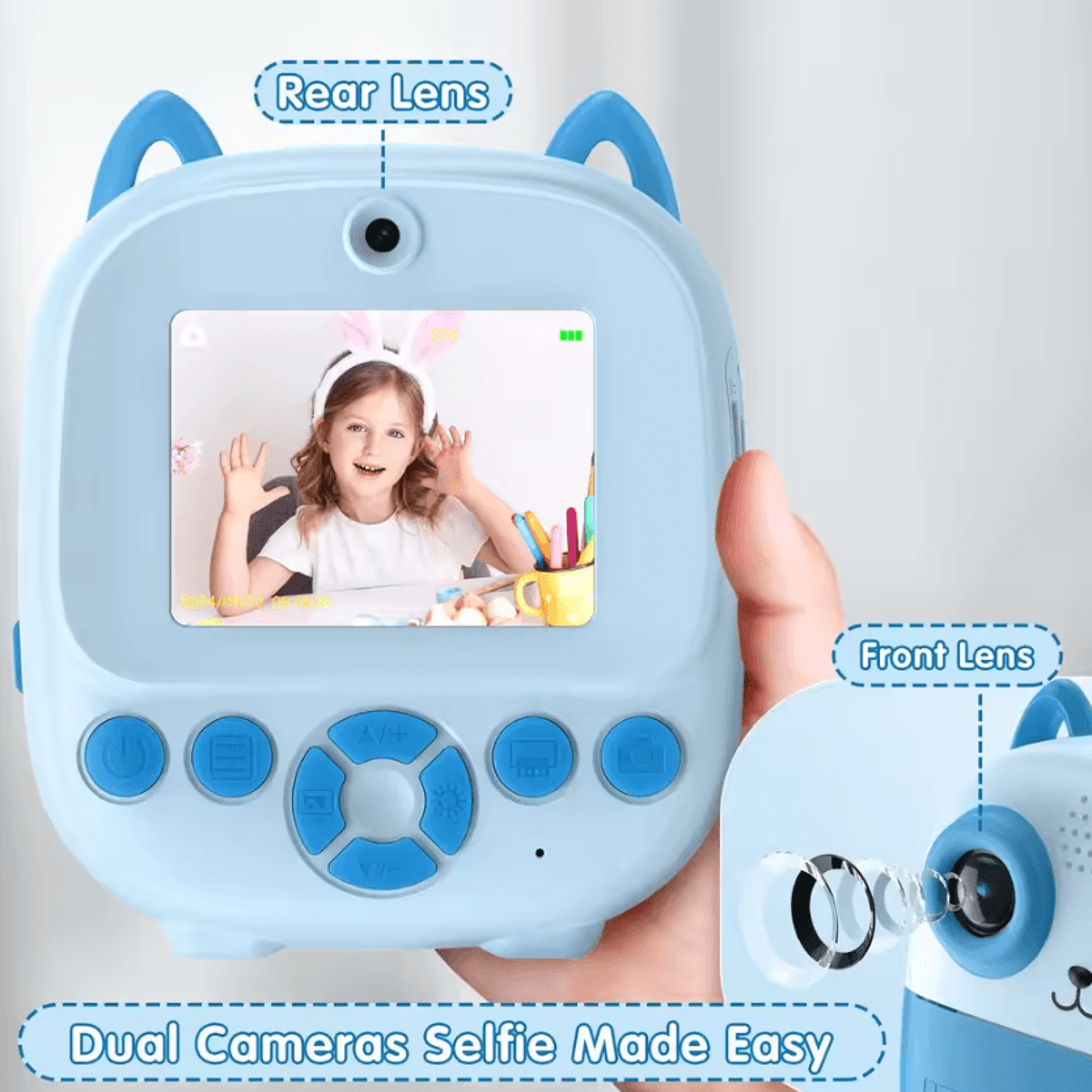 Instant Print Digital Selfie Camera With Thermal Printer And Paper Rolls In 5 Colors 4