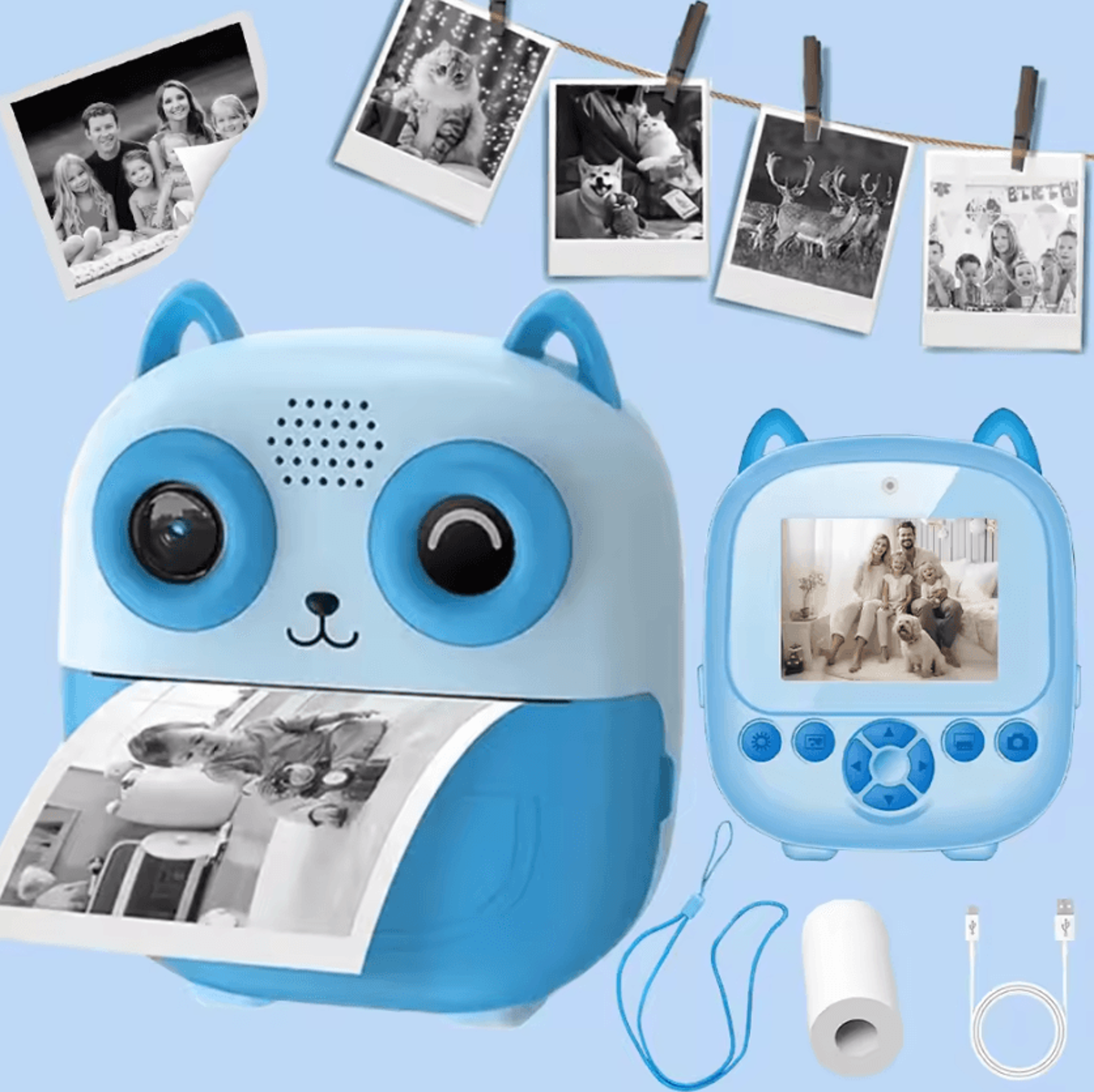 Instant Print Digital Selfie Camera With Thermal Printer And Paper Rolls In 5 Colors 7