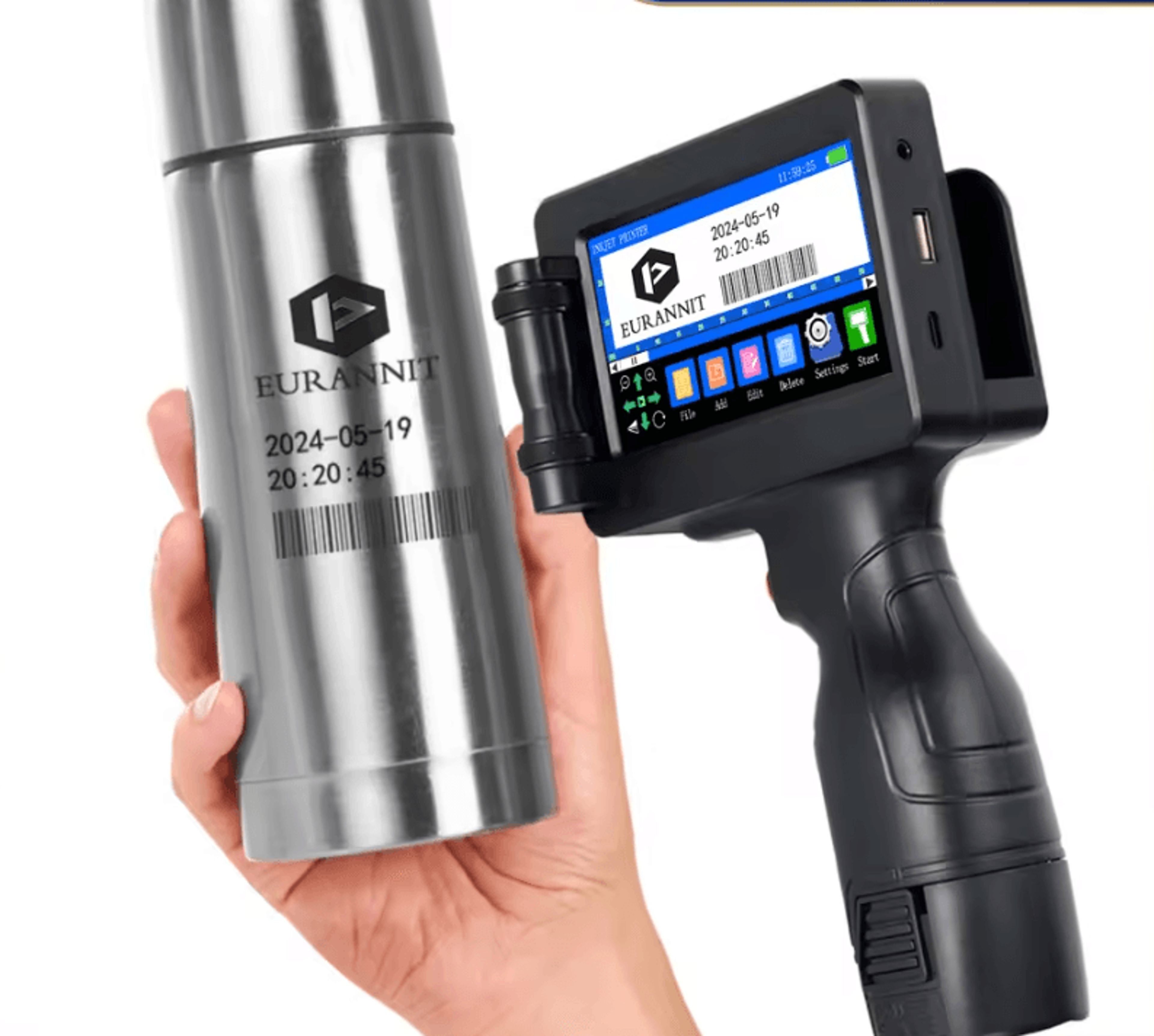 EURANNIT E17 127mm Portable Handheld Inkjet Printer QR Barcode And Expiration Date Coding Machine 0
