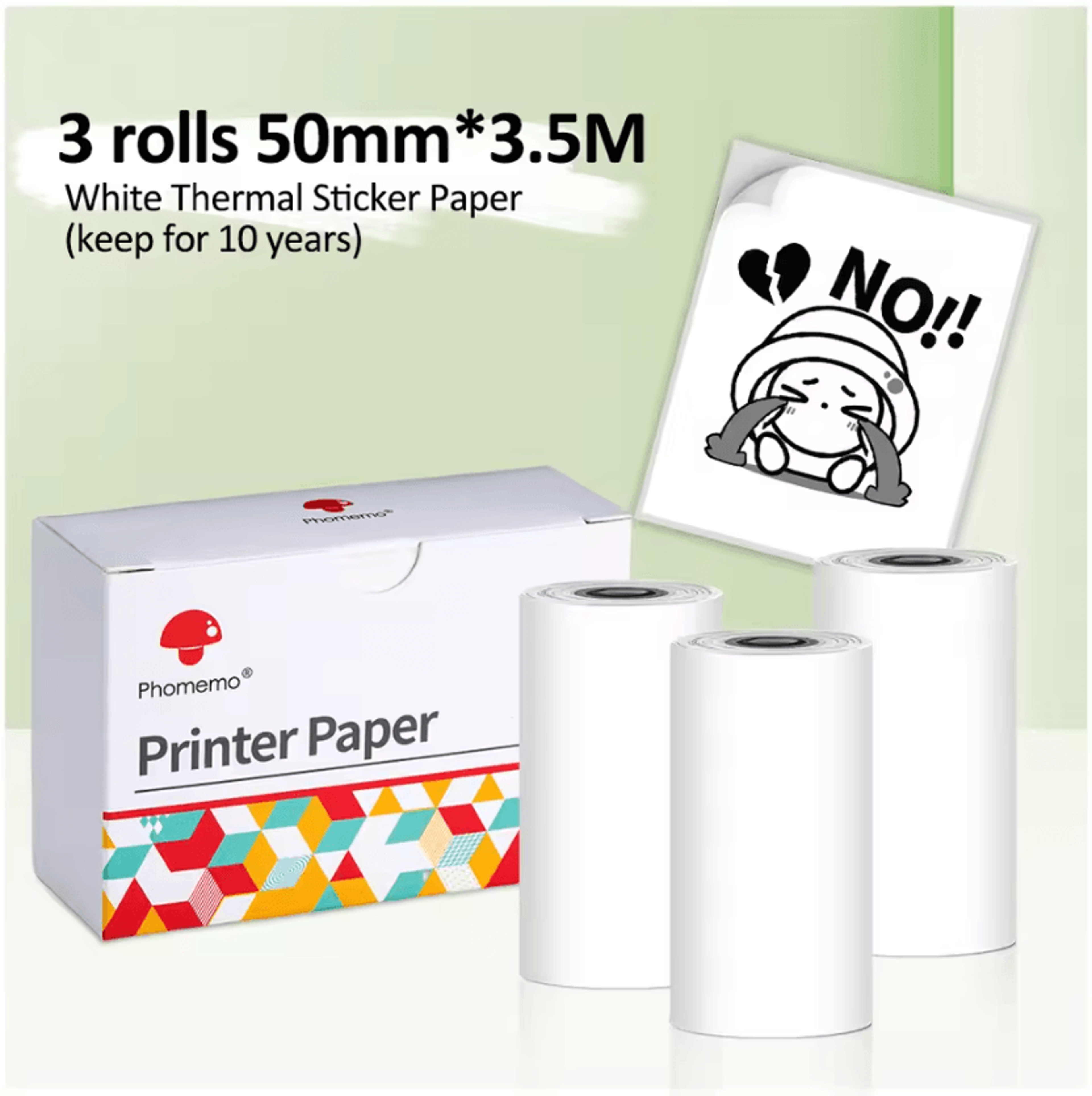3 Rolls White SelfAdhesive Thermal Sticker Paper For Phomemo M02 M02PRO M02S Mini Printers 5