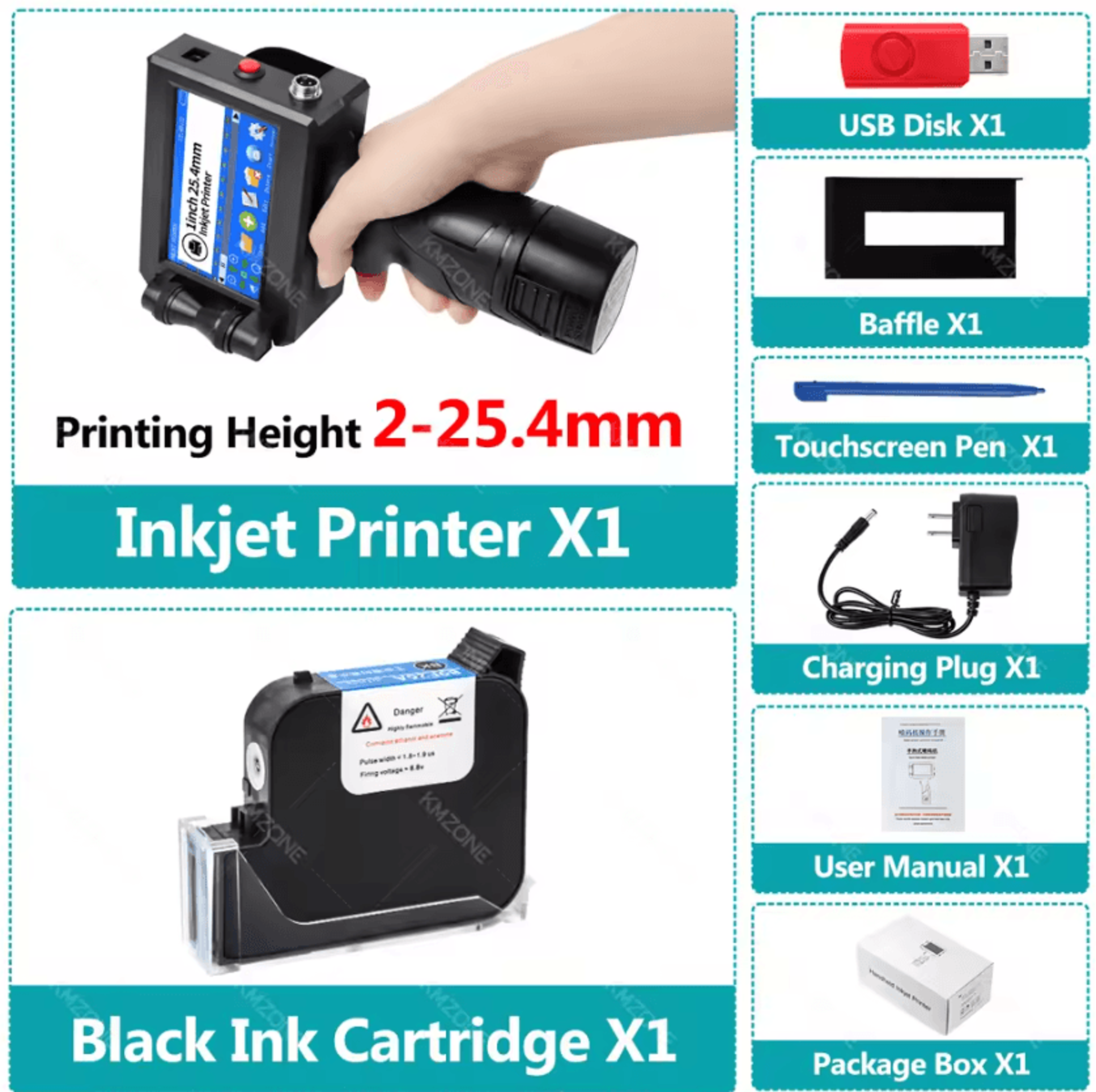 INKP195 254mm Handheld Inkjet Printer Portable Industrial Coding Gun For Metal Barcode And Expiry D 5