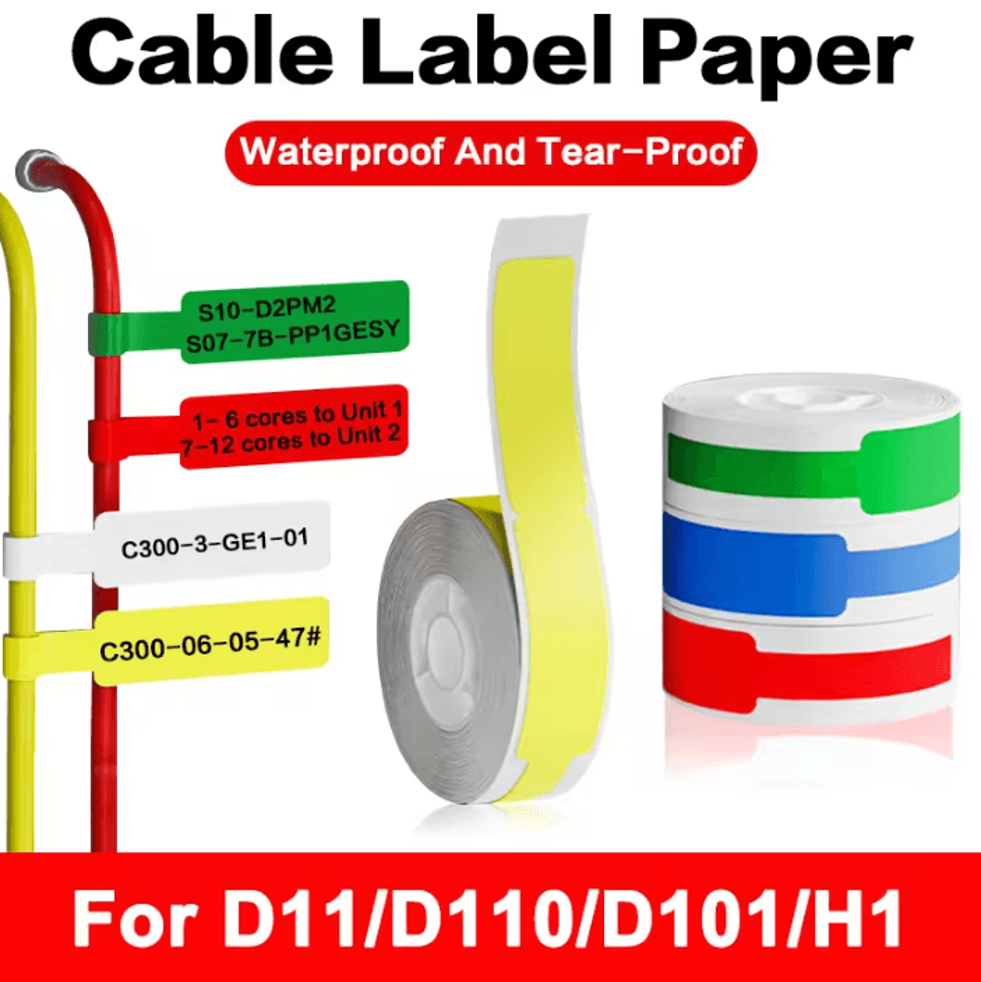 NIIMBOT Waterproof Cable Identification Labels SelfAdhesive Thermal Sticker Tags For D101 D11 D110  0