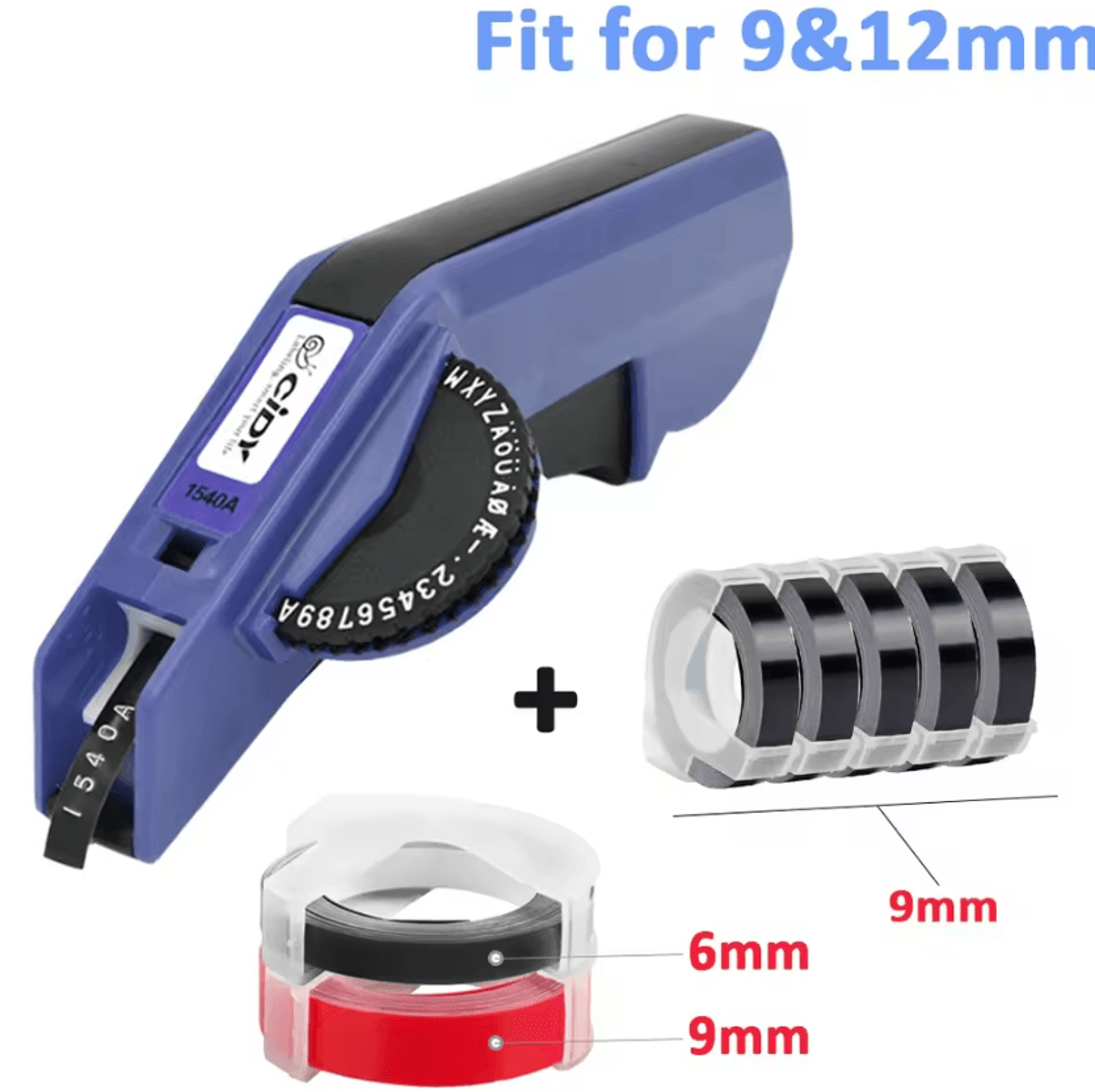 Cidy 1540B Manual Embossing Label Maker With 7 Tapes 9mm 12mm 3D Labeling Kit 8