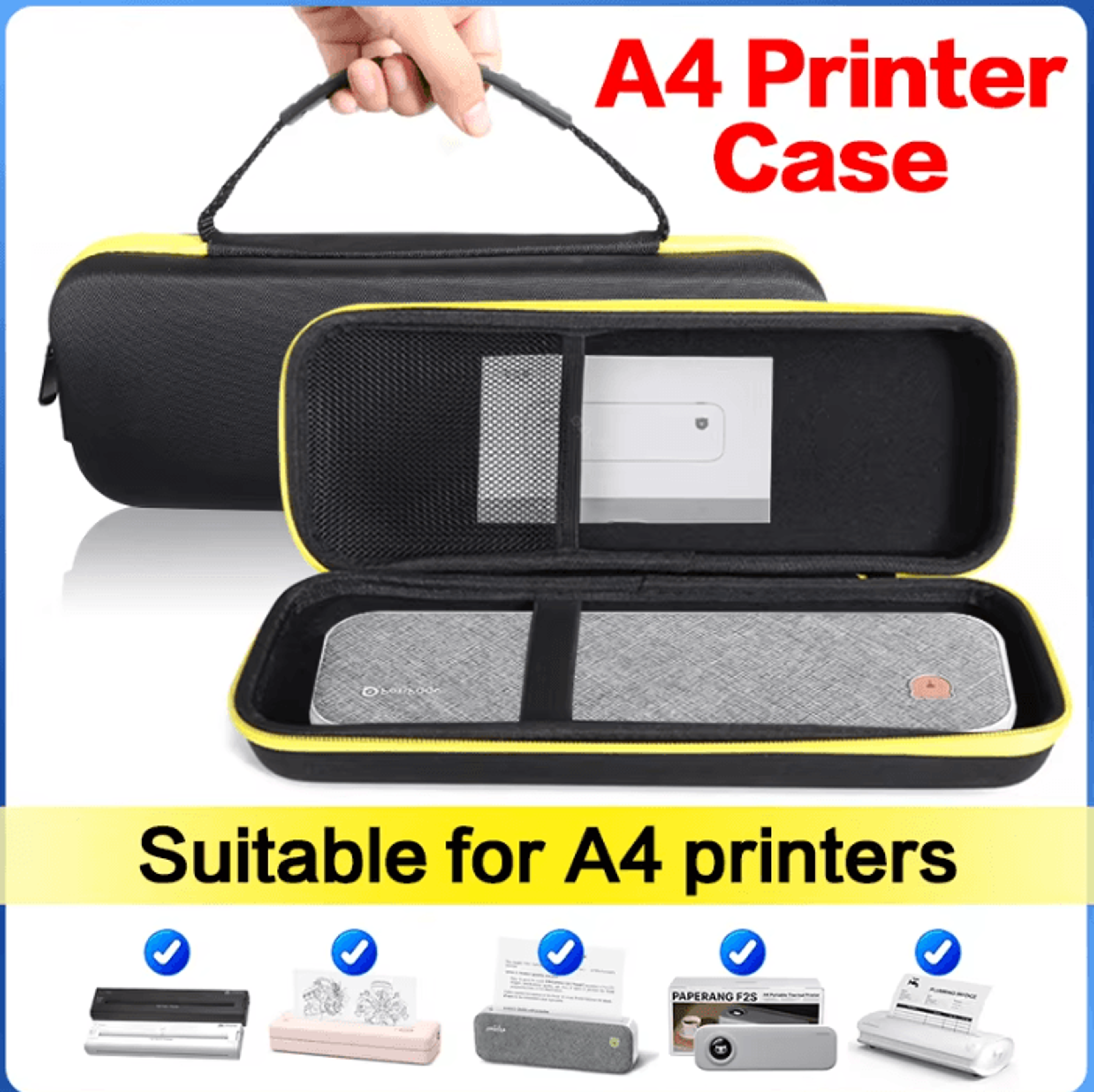 PeriPage A40 Portable Printer Carrying Case Large Capacity EVA Protective Travel Storage Bag 0