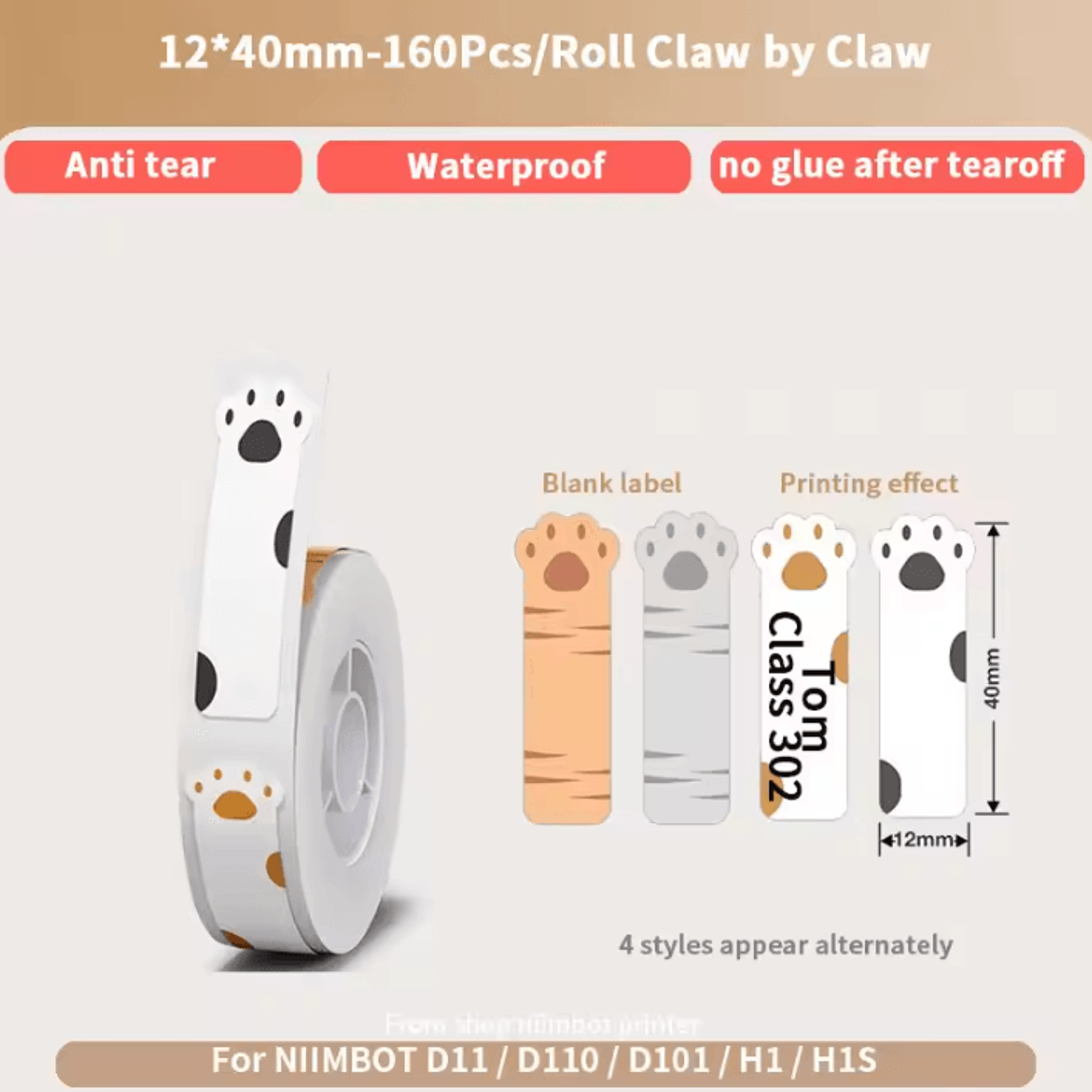 NIIMBOT D110 D11 Waterproof Thermal Label Sticker Roll SelfAdhesive White Color And Cable Label Tap 11