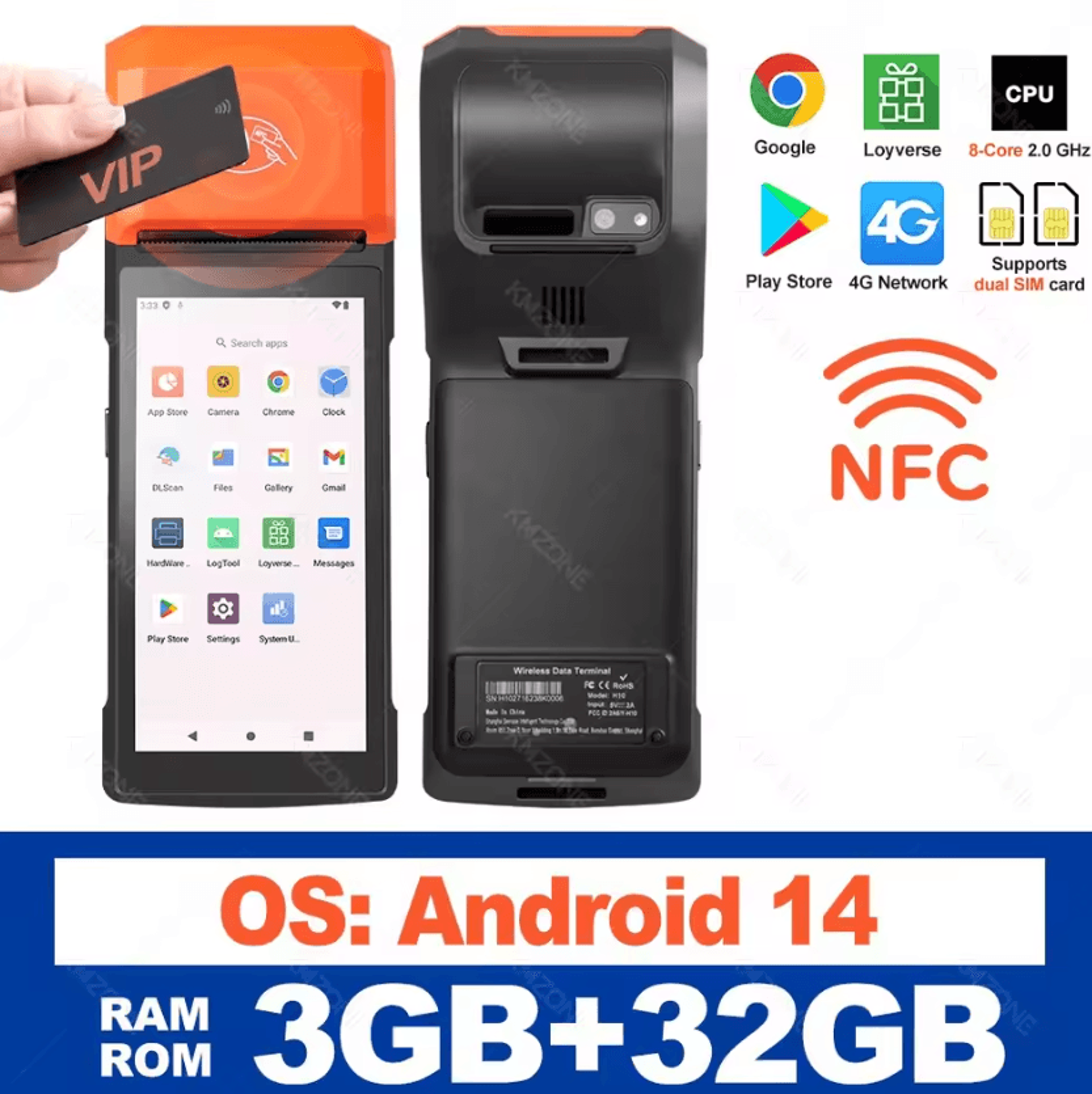 Android Handheld POS Terminal 5 Inch Touchscreen With 58mm Thermal Receipt Printer WiFi Bluetooth A 9