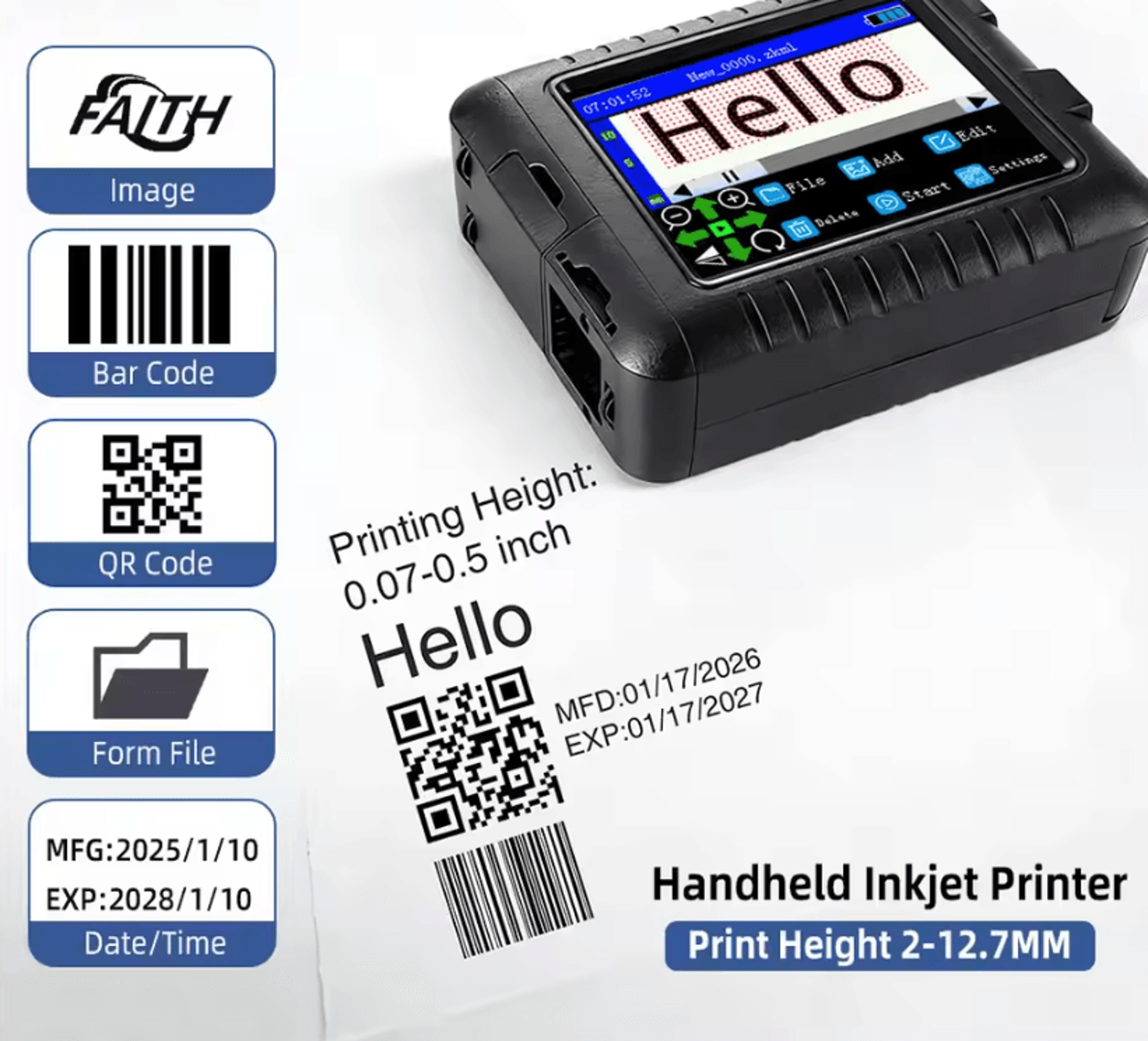 Faith KD360M Portable Thermal Label Printer Mini Barcode And Shipping Label Maker With Dynamic Data 0