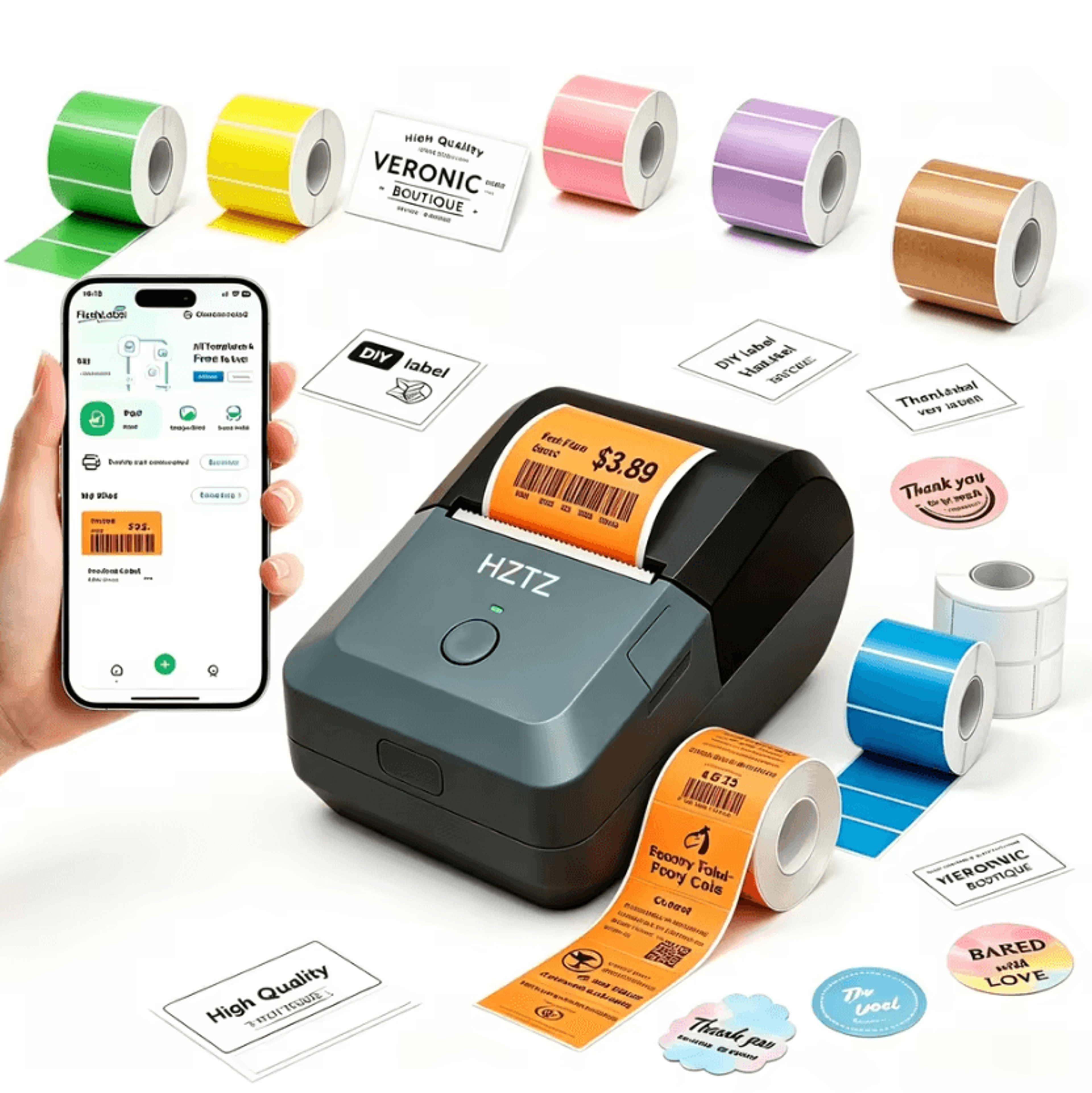 Mini Bluetooth Thermal Label Printer Wireless Sticker Maker For Small Business Bakery And Retail Ta 0