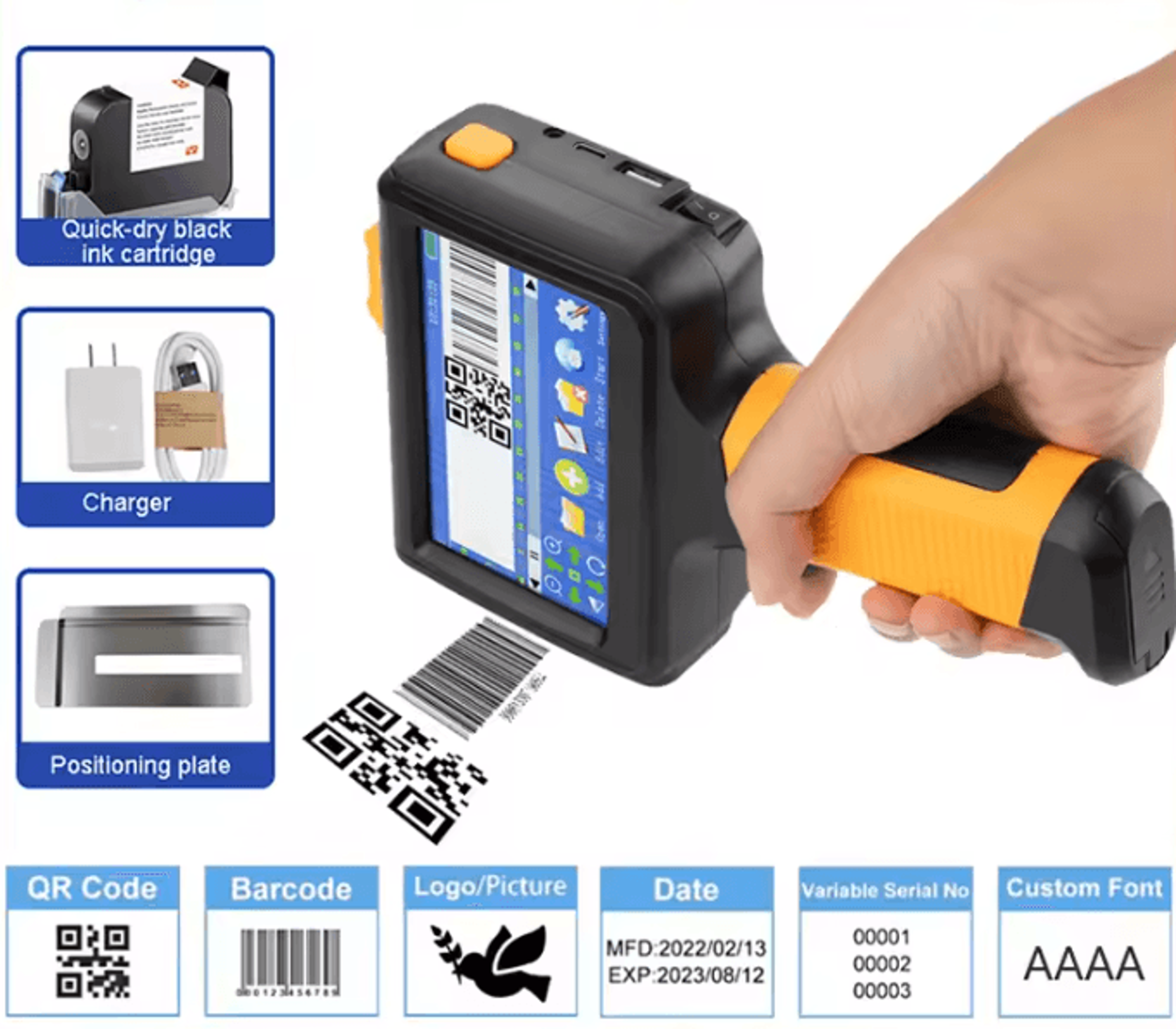 28 Language Handheld Inkjet Printer Portable Expiry Date And Logo Coding Machine With Ink Cartridge 0