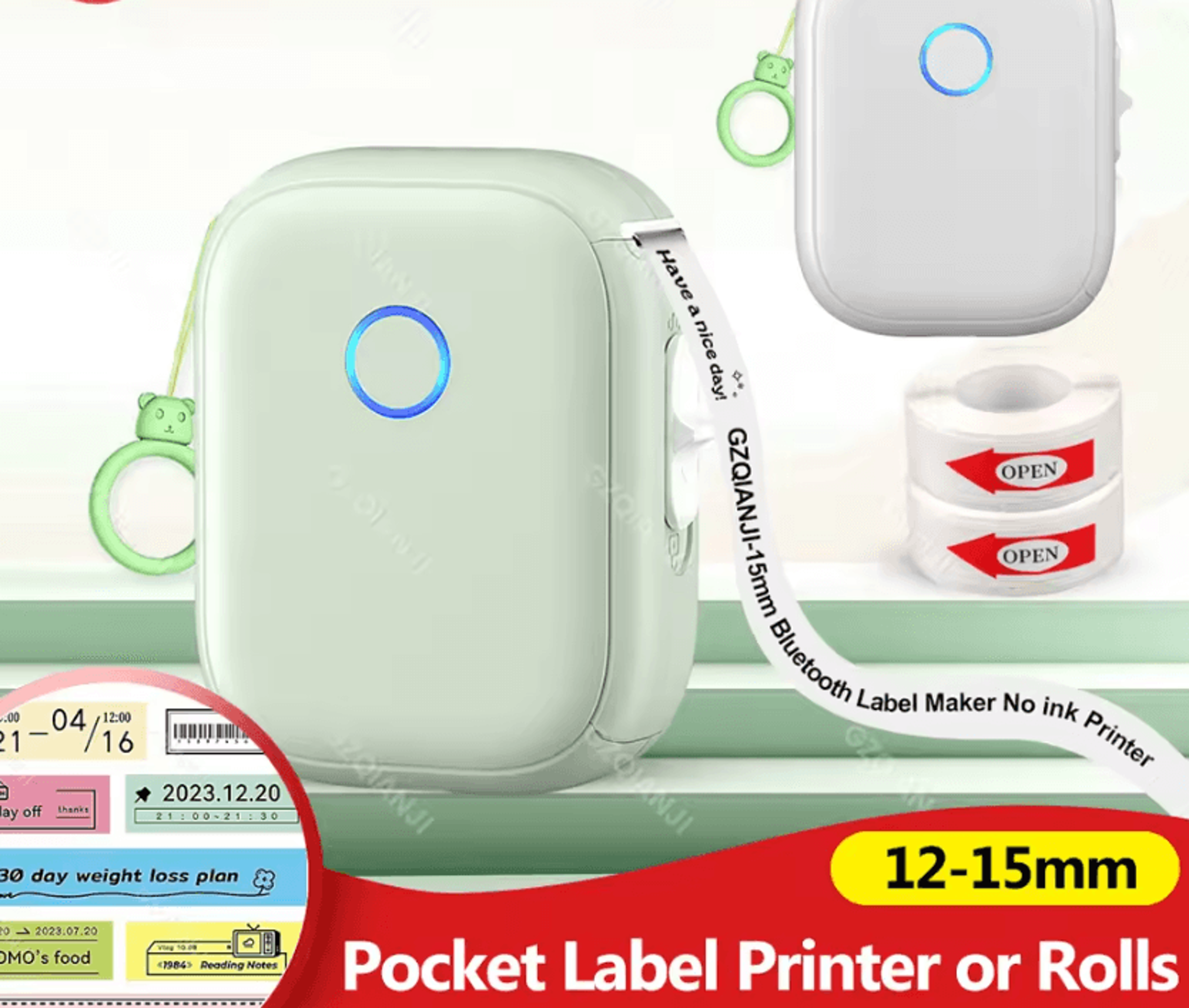 Marklife P12 Mini Thermal Label Printer Portable Pocket Sticker Maker With Adhesive Label Paper Opt 0