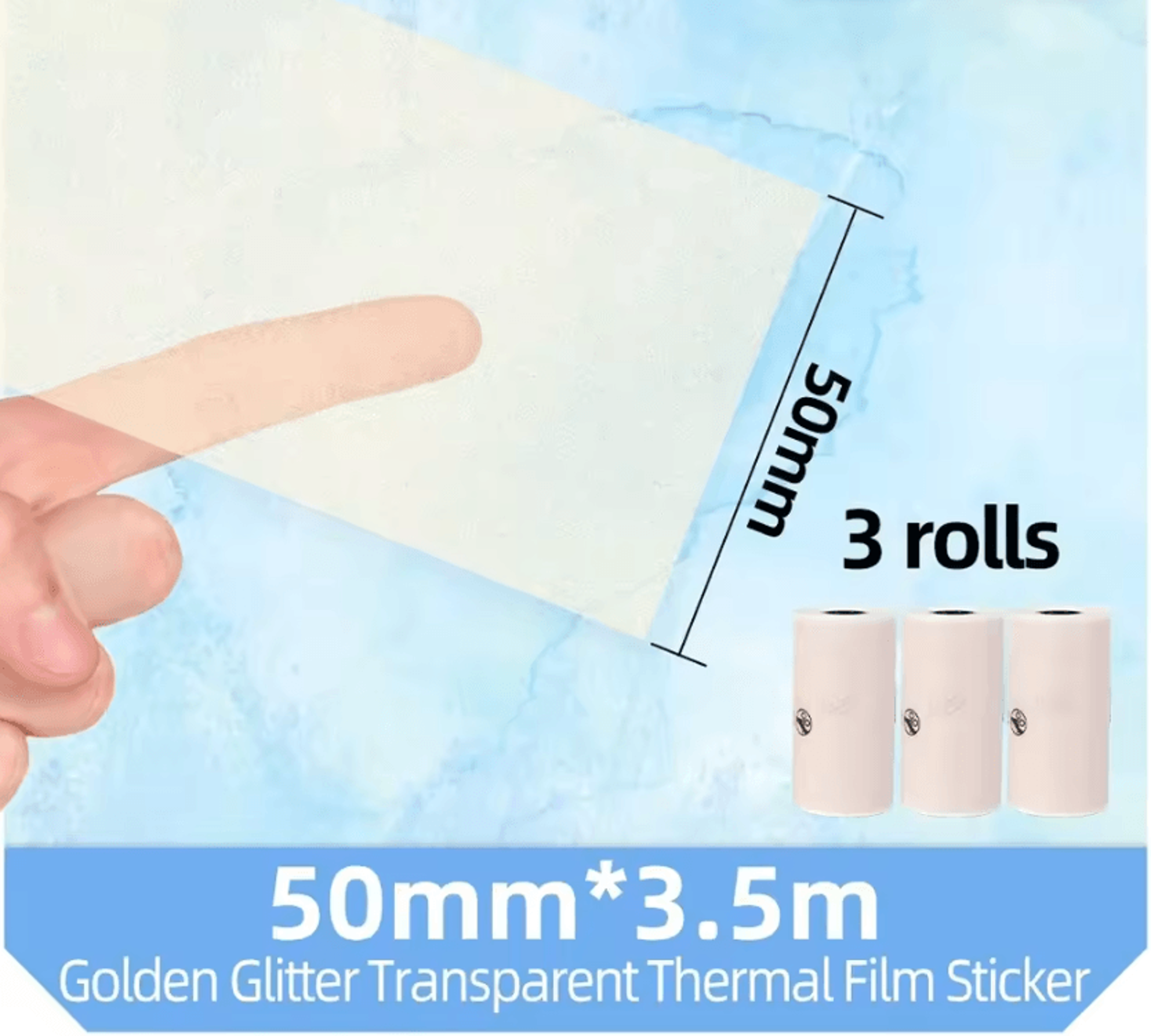 Phomemo 3 Rolls Transparent Thermal Sticker Paper 50mm X 35m BPAFree Adhesive Labels For M02 M03AS  7
