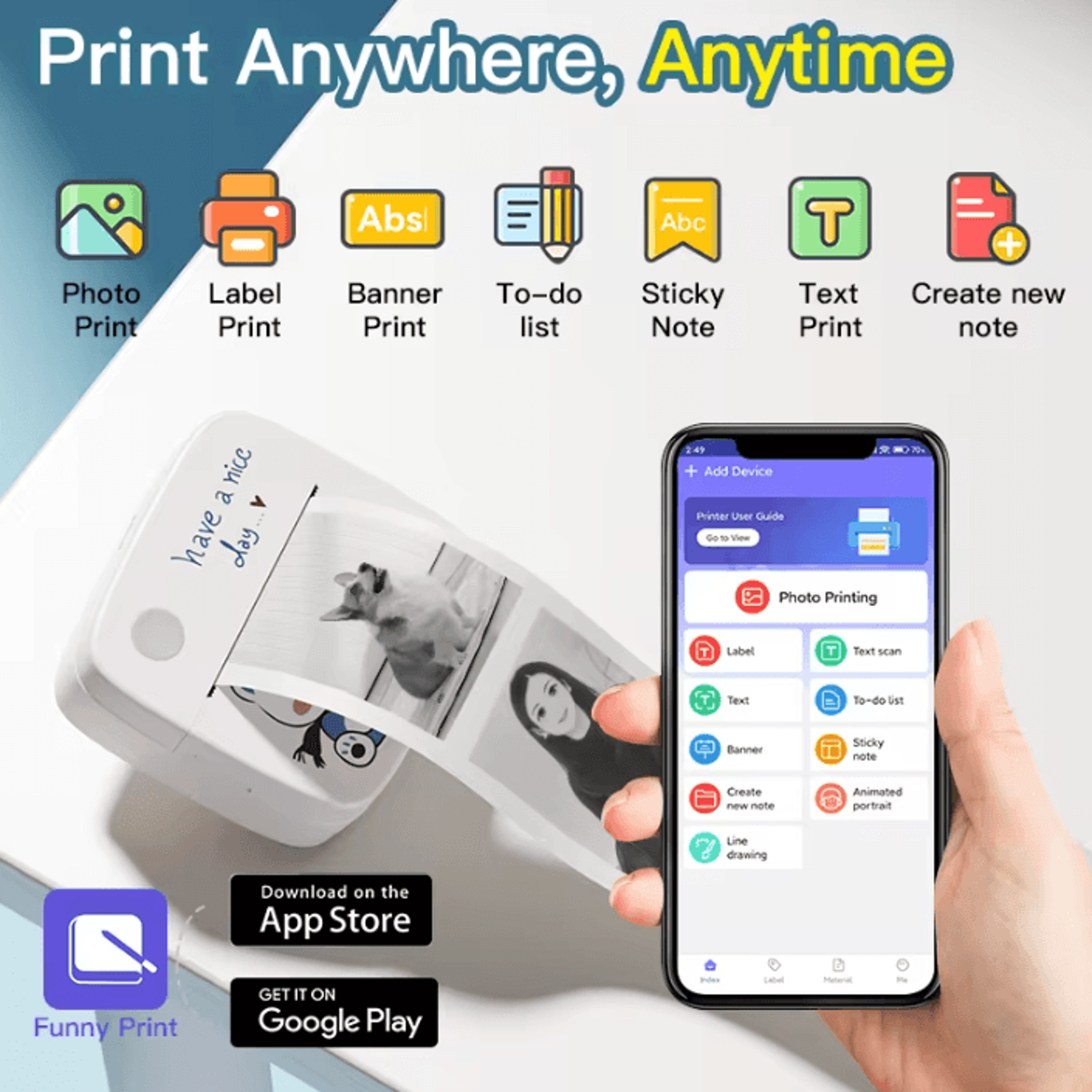 DOLEWA Mini Wireless Thermal Printer 1200mAh Rechargeable Pocket Sticker Maker For Photos Notes And 1