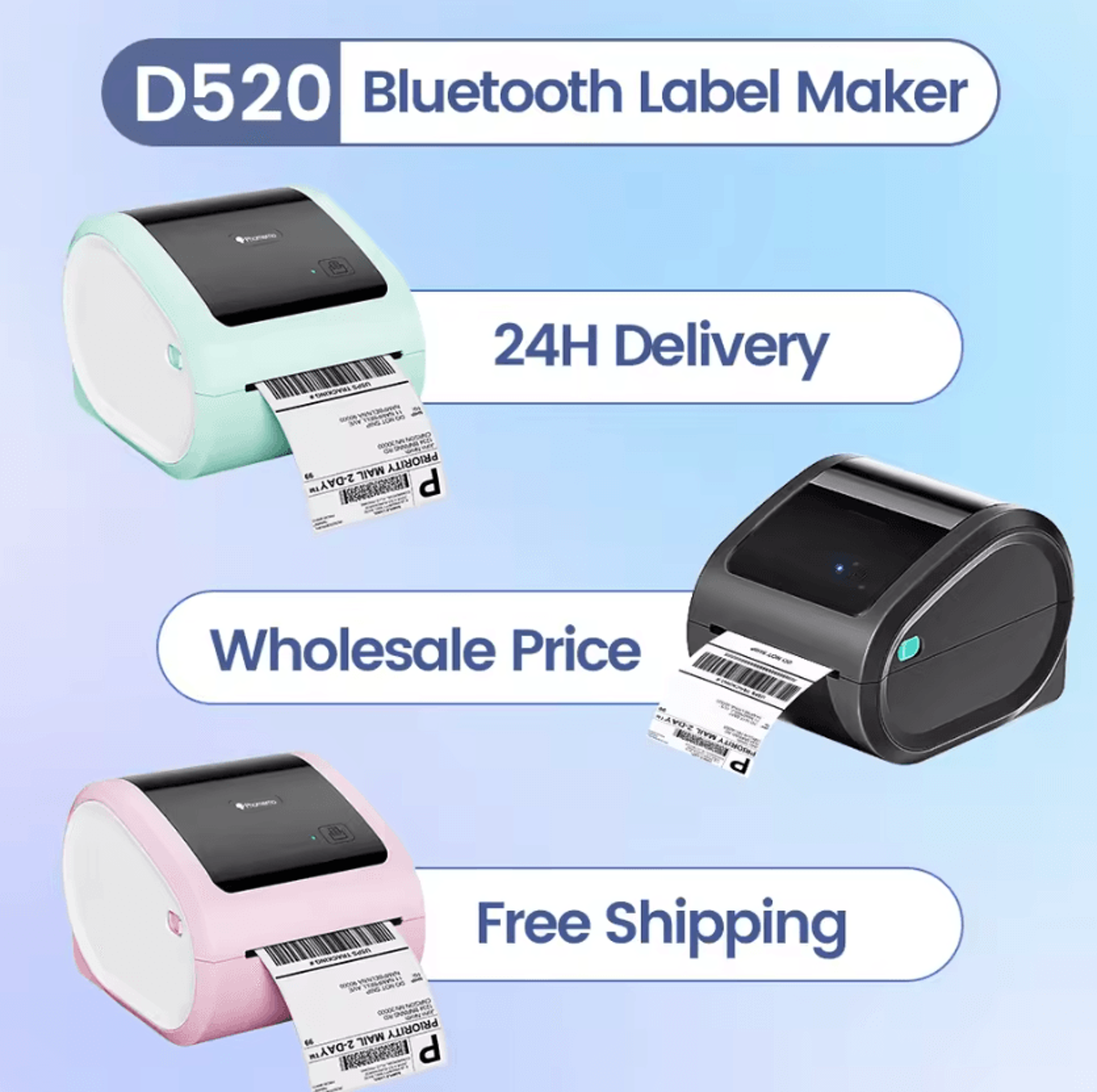 Wireless Bluetooth Shipping Label Printer 100x150mm Inkless Thermal Package Label Maker For Small B 0