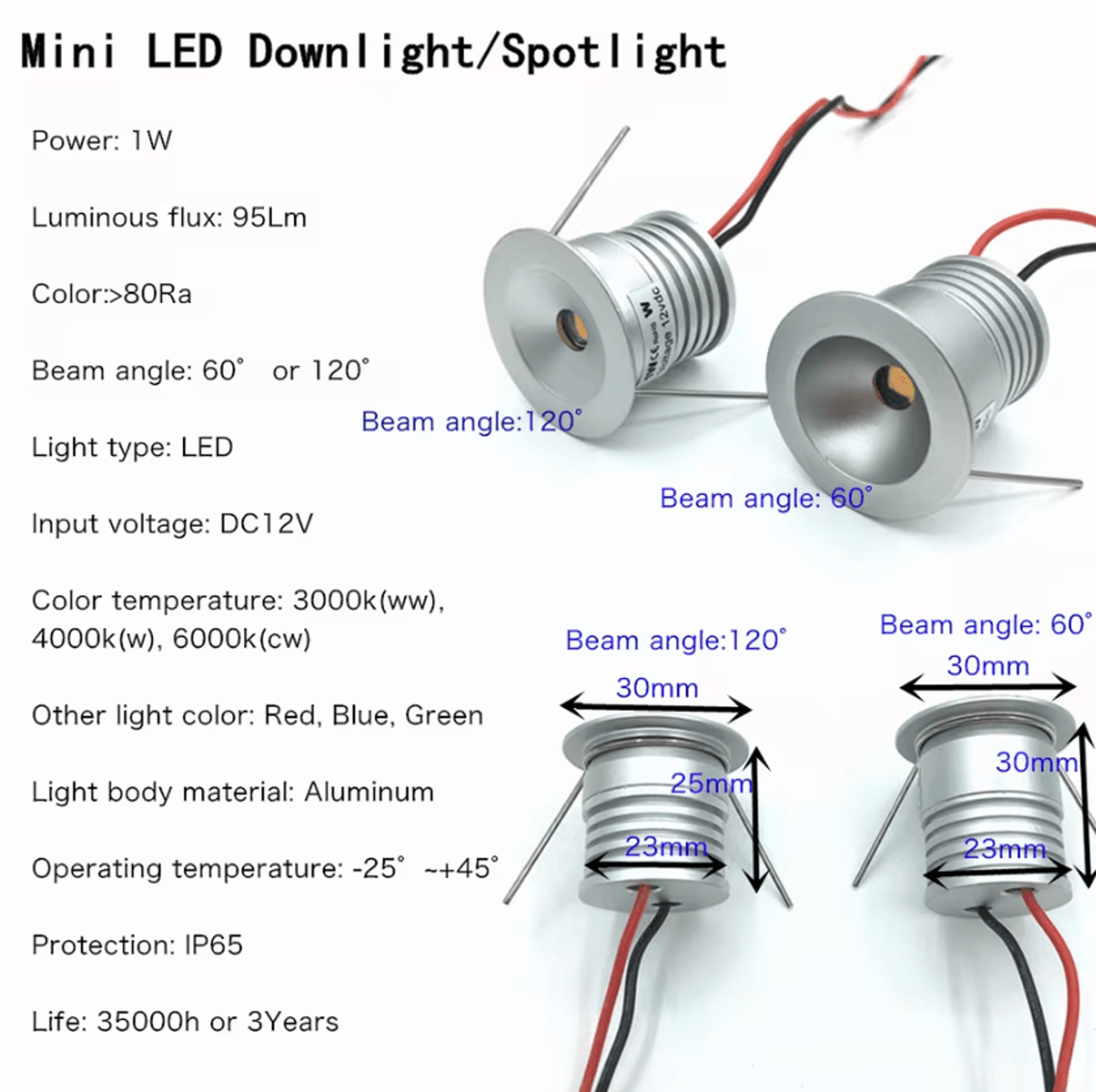 1W Mini LED Recessed Spotlight 12V IP65 25mm Ceiling Downlight For Corridors Stairs And Kitchen Lig 2