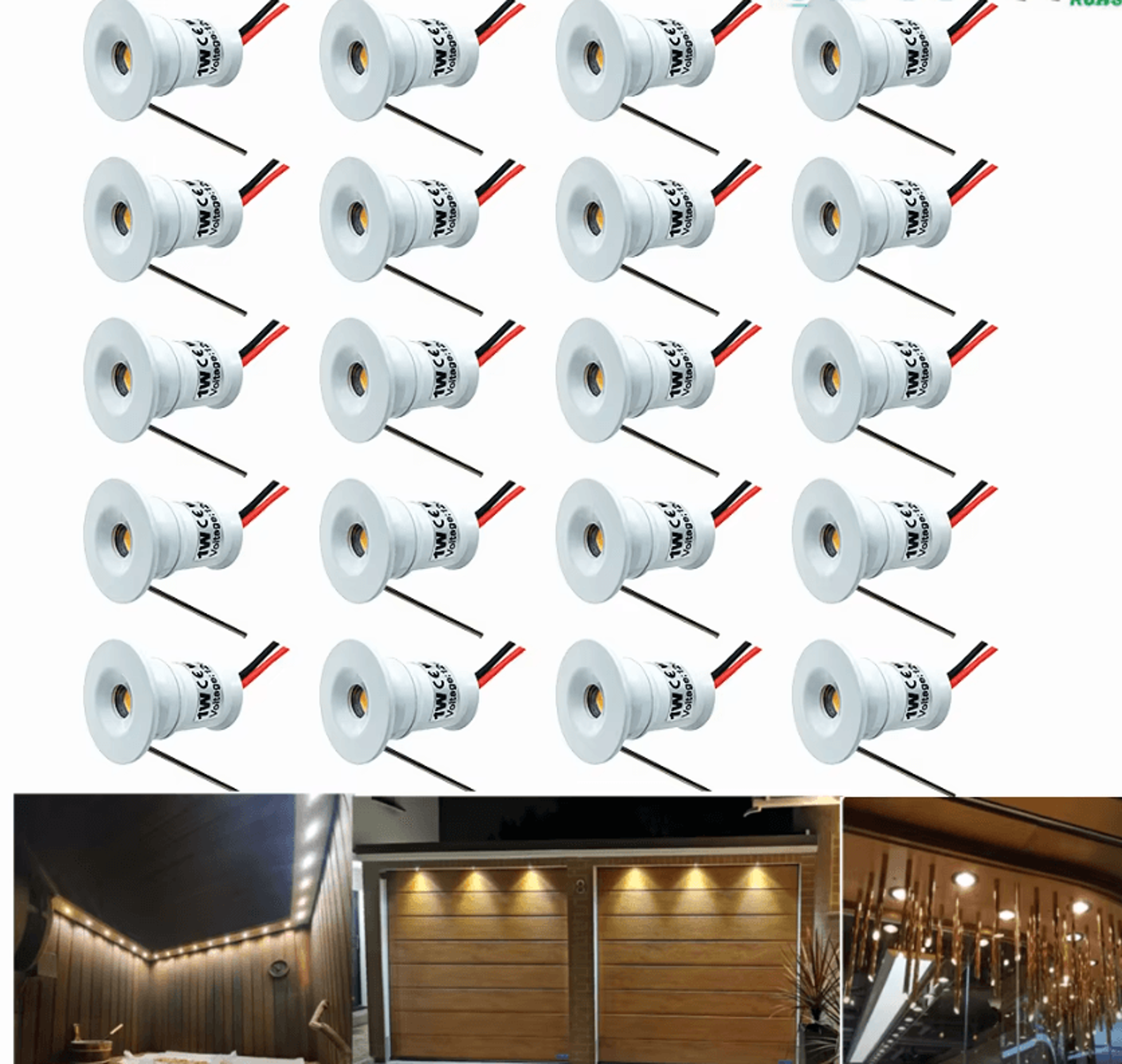 24V Mini LED Recessed Spotlight 1W Dimmable IP65 Downlight With 15mm Cutout For Cabinet And Ceiling 0