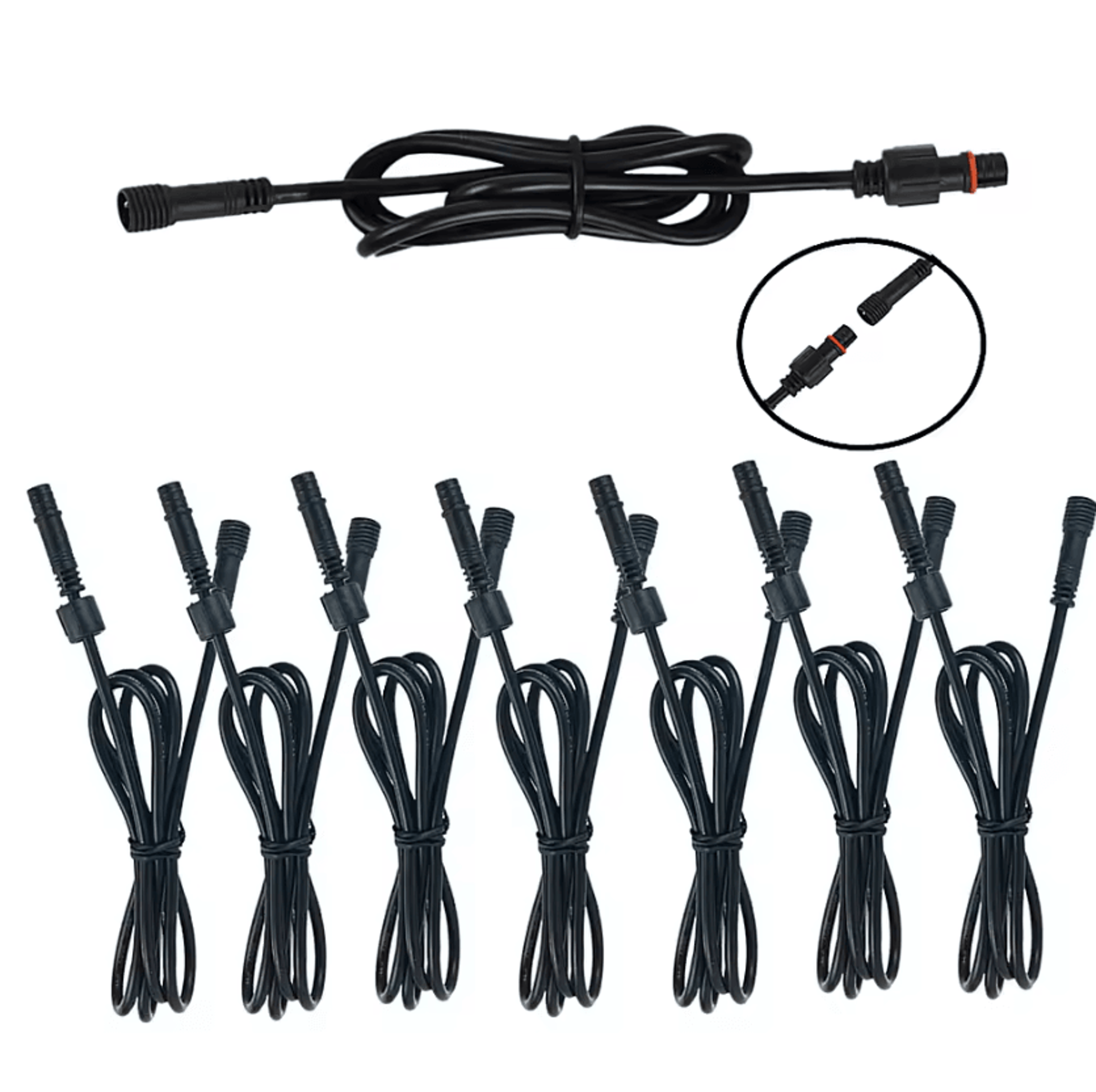 6Pcs Waterproof LED Extension Cables 1M IP67 2Pin Male To Female Connectors For Outdoor Landscape L 0