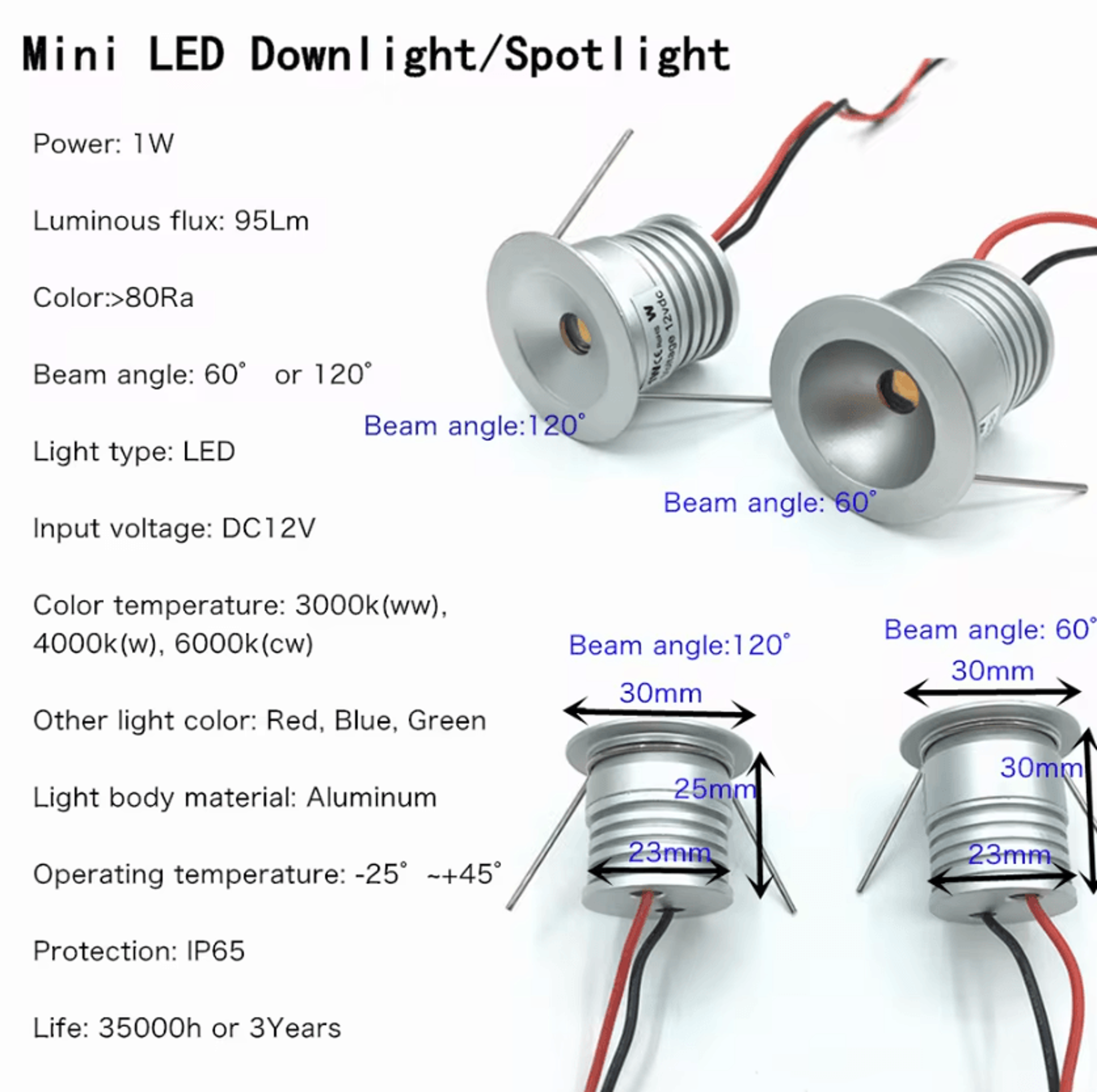 1W IP65 Mini LED Spotlight 12V 25mm Dimmable Recessed Downlight For Ceiling Stairs And Cabinet Ligh 2