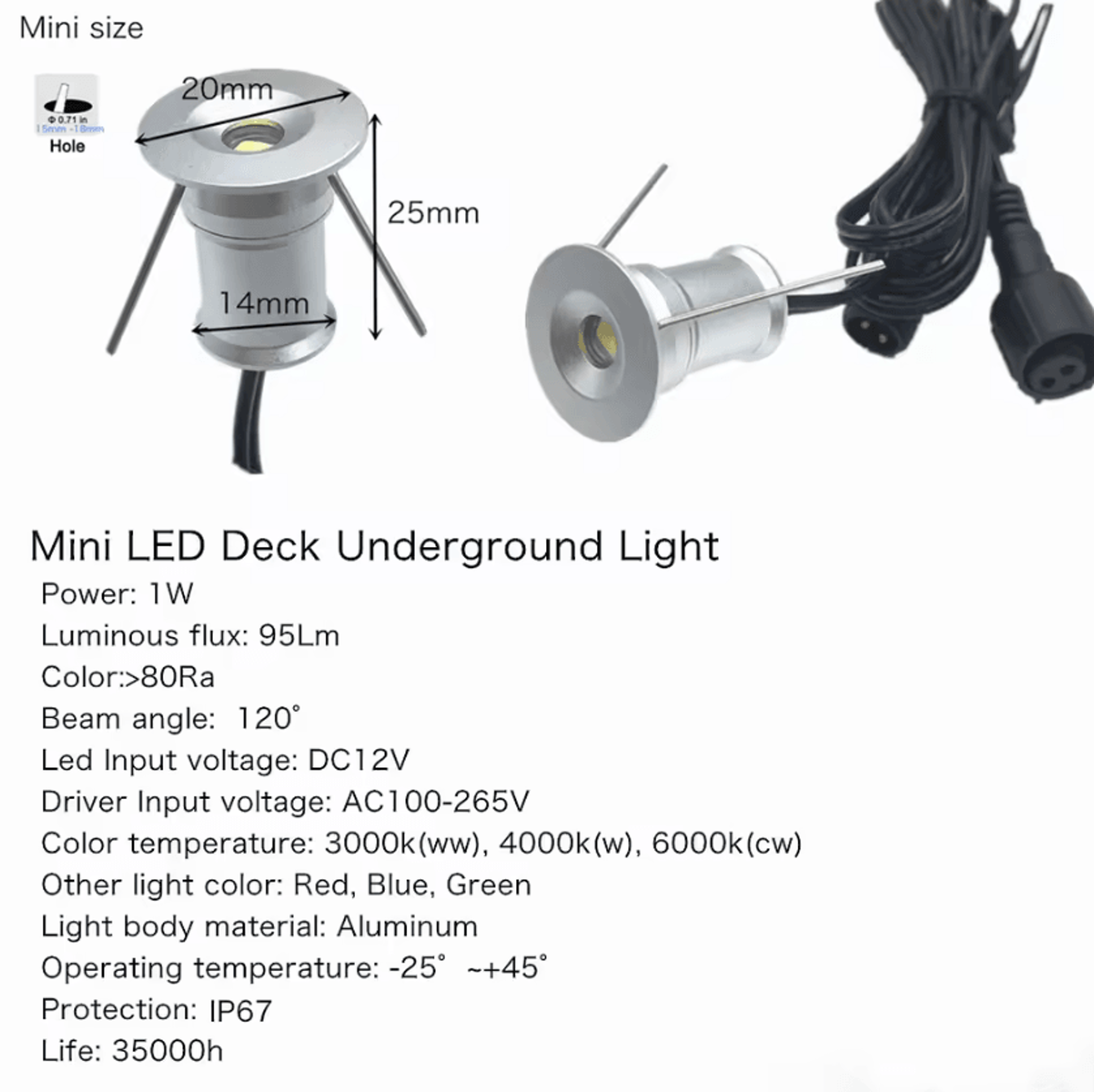 12V IP67 Waterproof LED Deck Light Recessed Underground Spotlight For Garden Stairs And Outdoor Pat 2