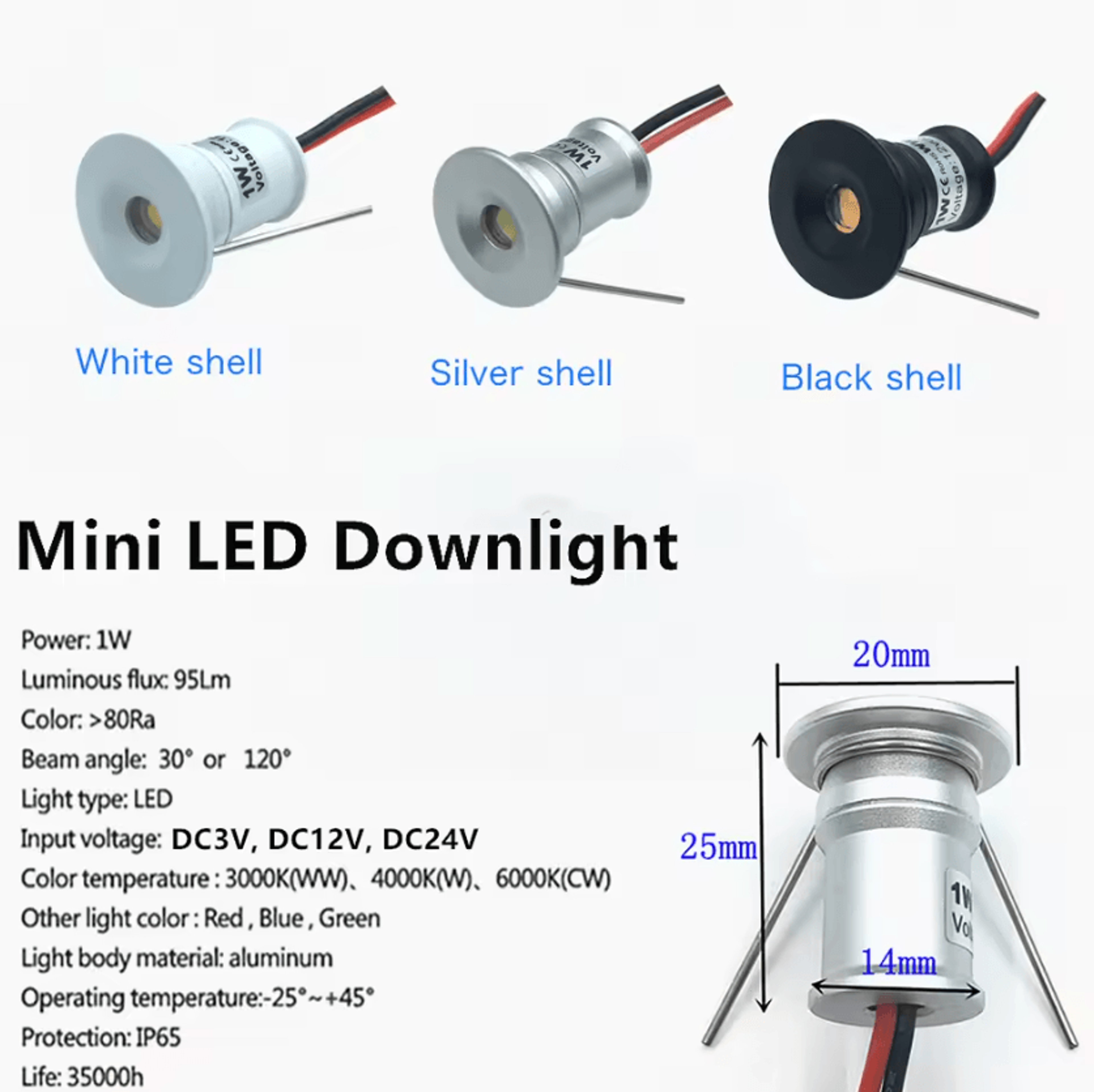1W IP65 Dimmable Mini LED Downlight 12V Recessed Spotlight For Jewelry Displays Wine Cabinets And C 1