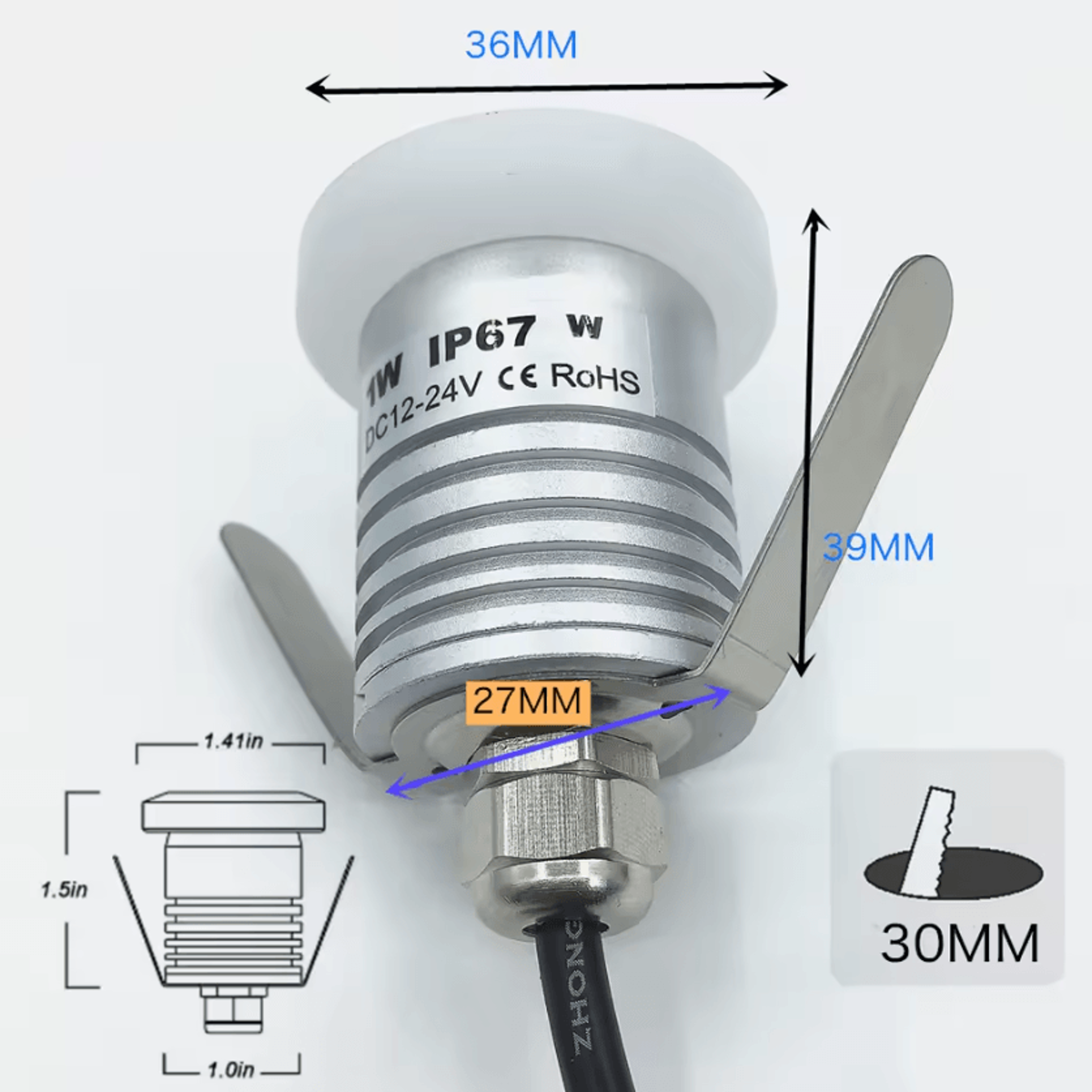 1W IP67 LED Inground Floor Light 12V 24V Waterproof Recessed Lamp For Garden Paths Stairs And Decks 4