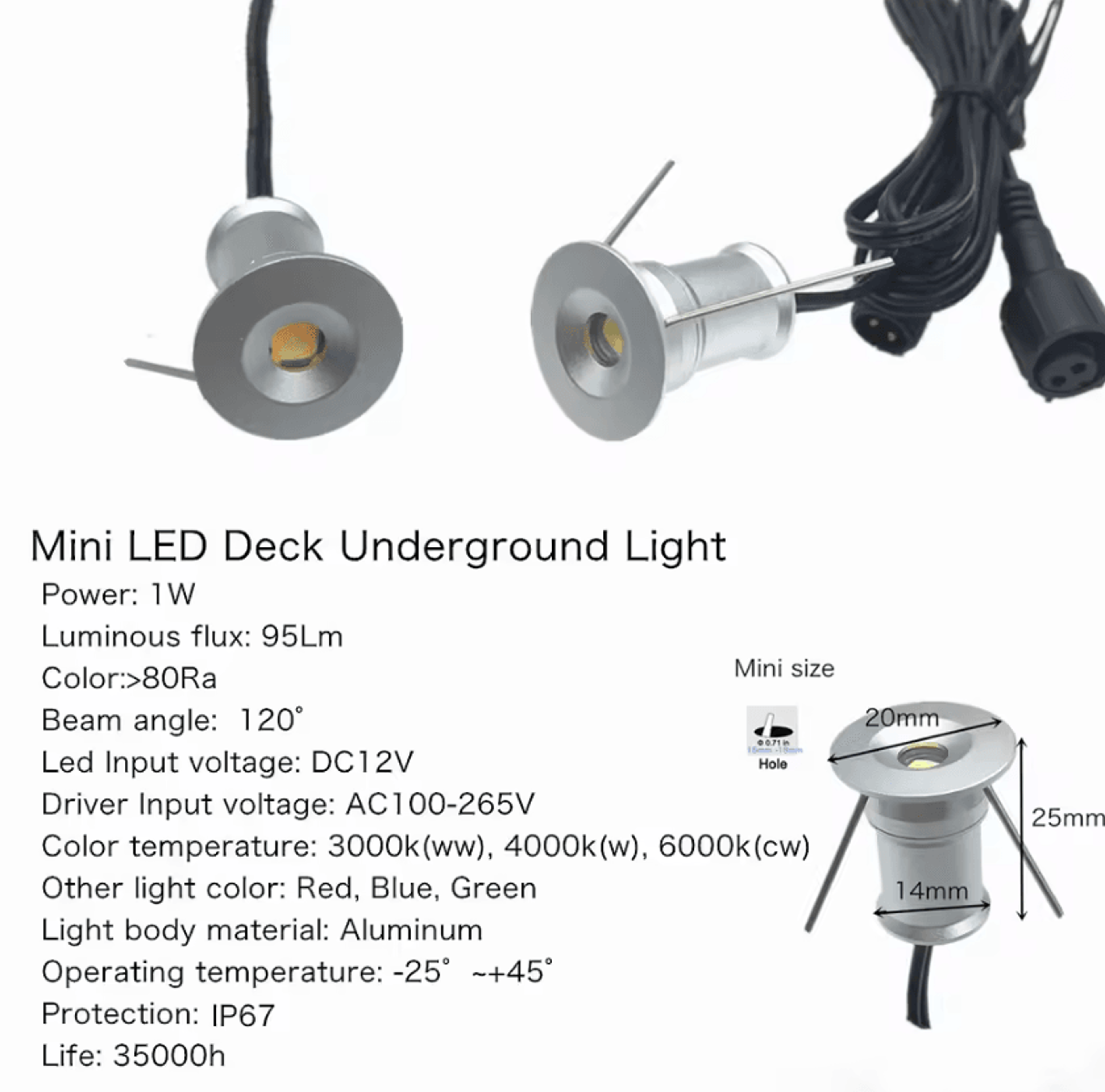 1W IP67 Mini LED Garden Ground Lamp 12V Waterproof Recessed Underground Light For Yard And Landscap 2