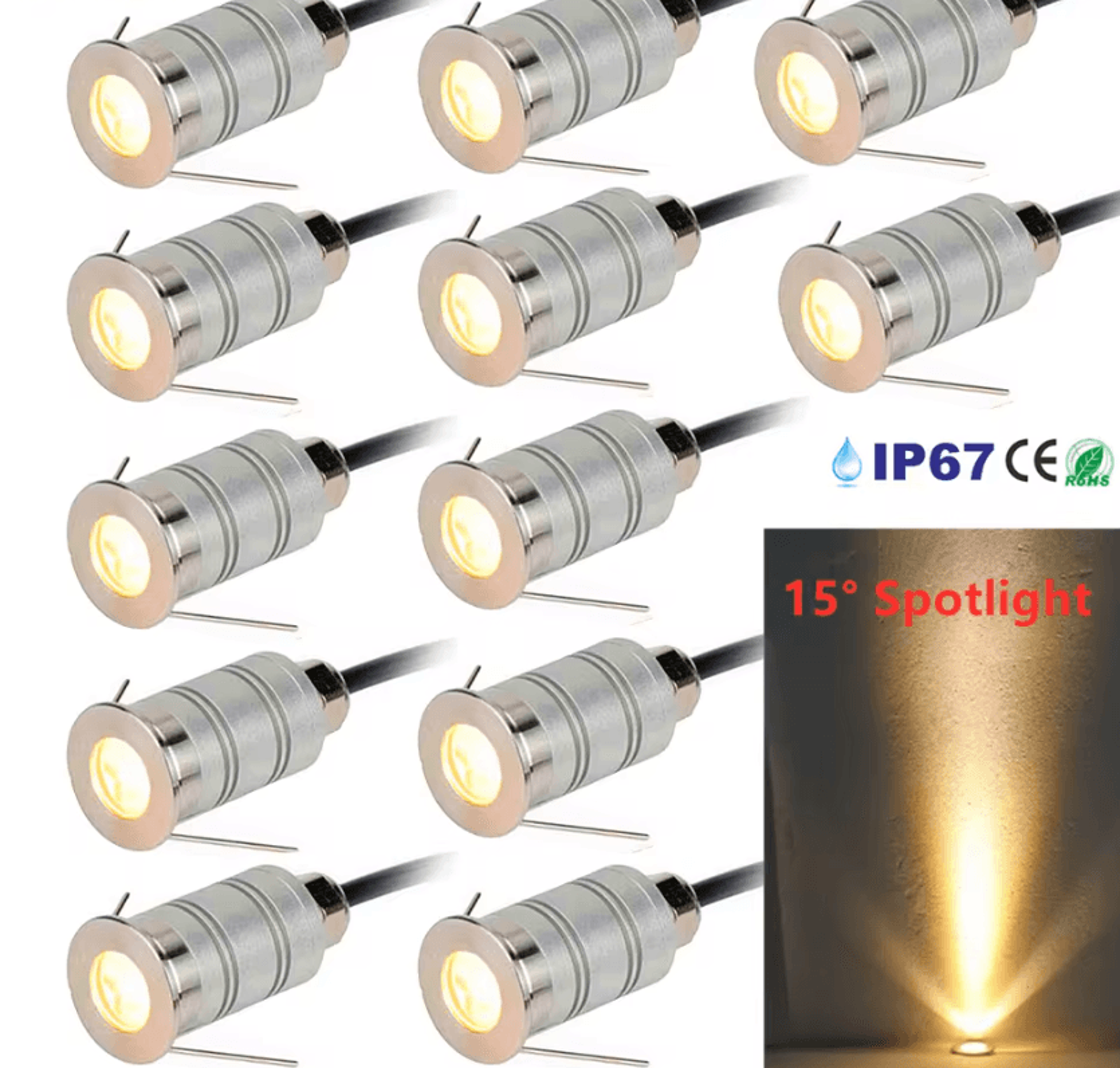 1W IP67 Waterproof LED Underground Spotlight 12V 24V Narrow Beam Garden And Yard Landscape Light 0
