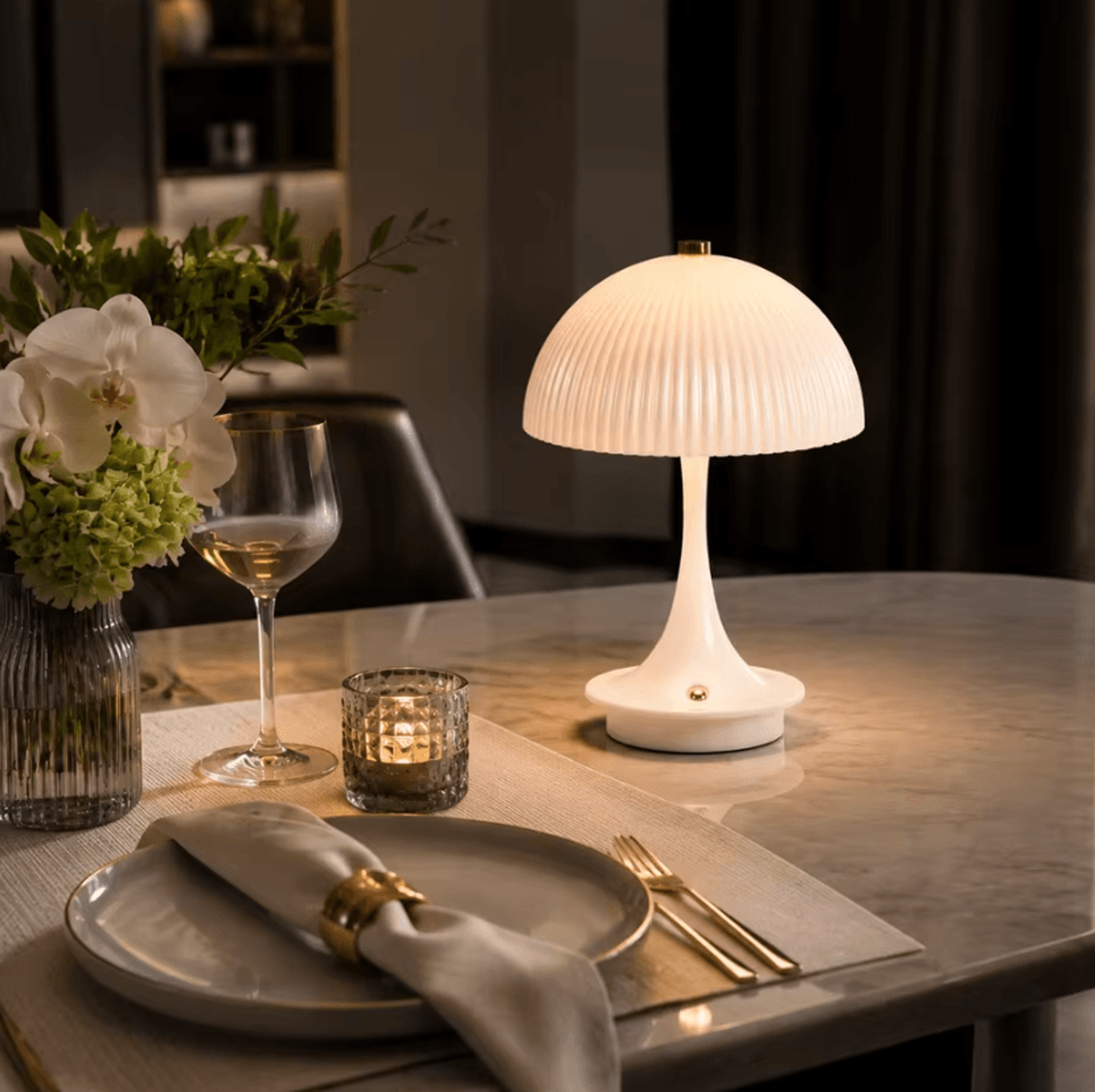 Modern LED Mushroom Table Lamp Rechargeable Touch Dimmable Bedside Light With 3 Colors For Bedroom  3