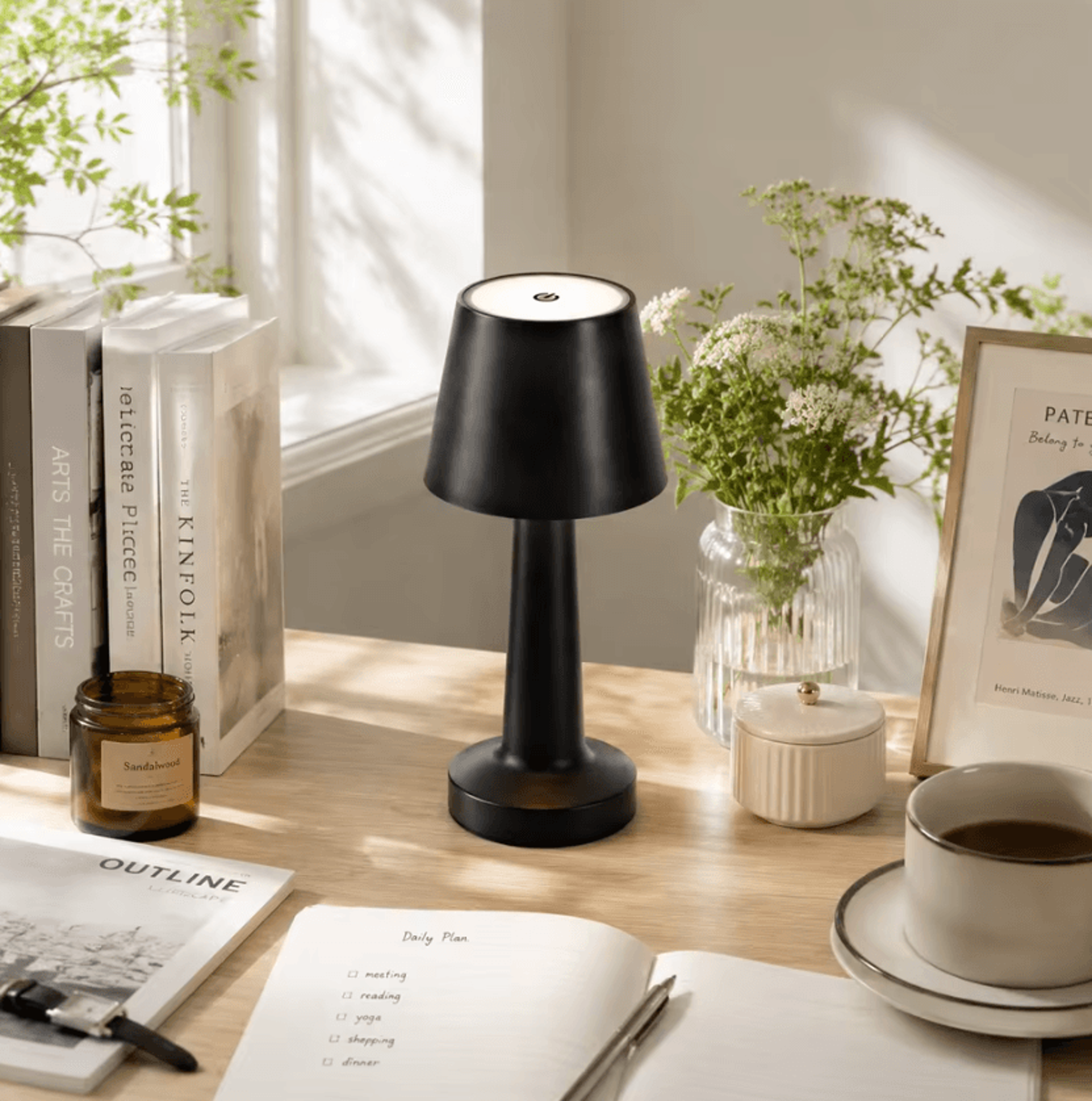 Minimalist LED Mushroom Night Lamp Wireless Rechargeable Touch Dimmable Table Light For Bedroom And 5