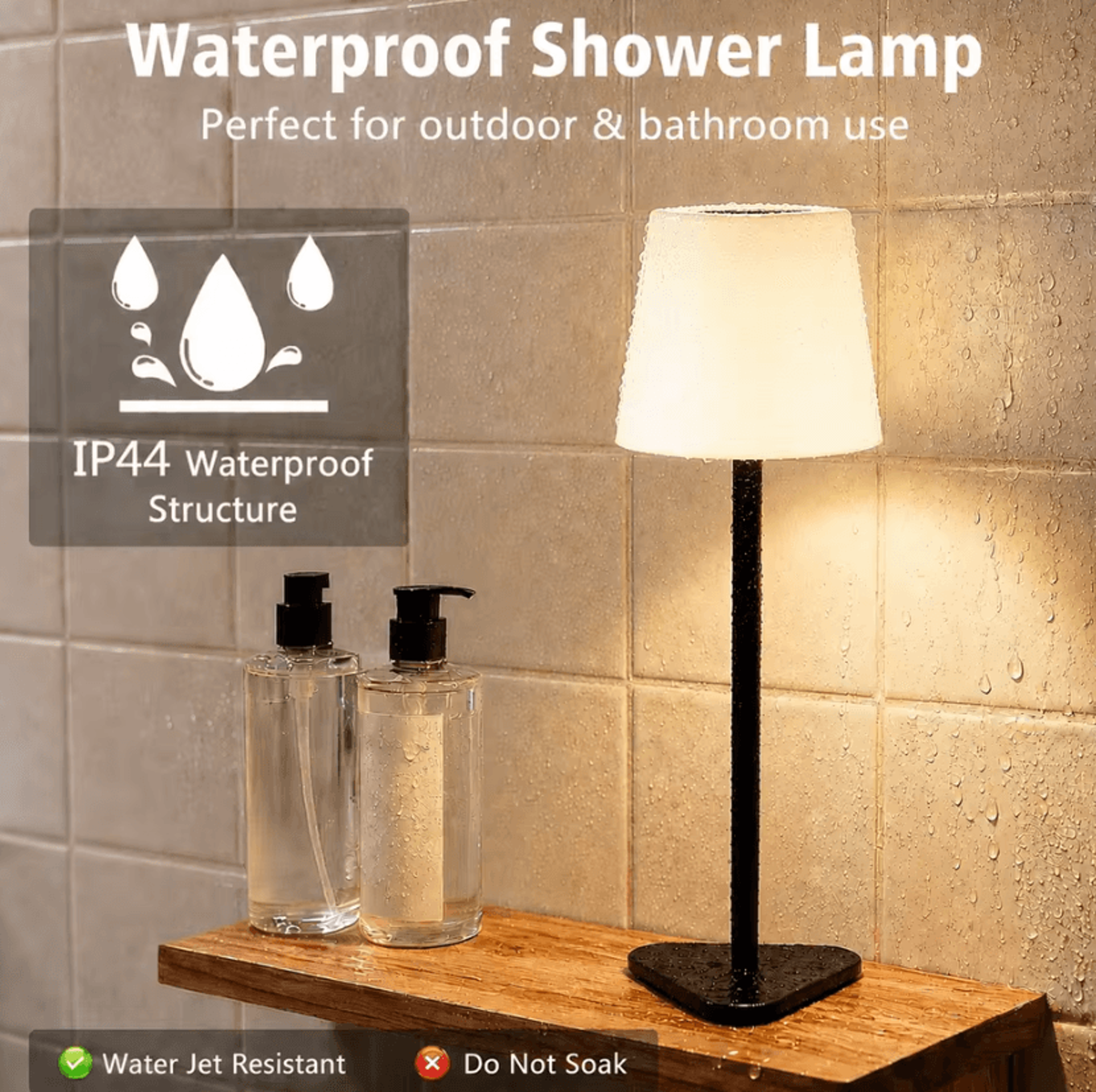 Rechargeable Touch Shower Light With 3 Color Modes Adjustable Height And 18000mAh Battery For Bathr 2