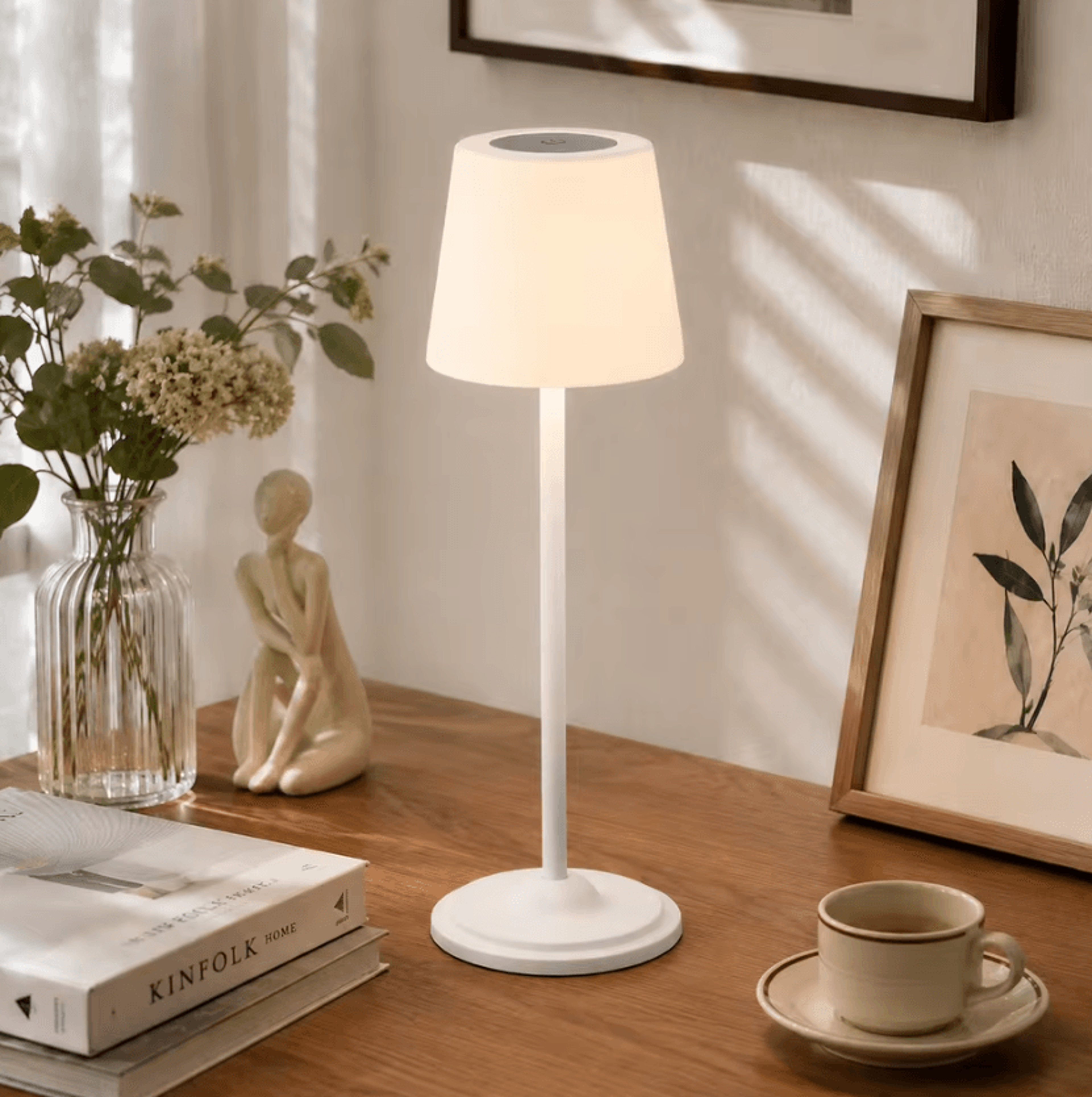 Rechargeable LED Touch Table Lamp 1800mAh 3Color Ambient Light For Bedroom Restaurant And Home Deco 7