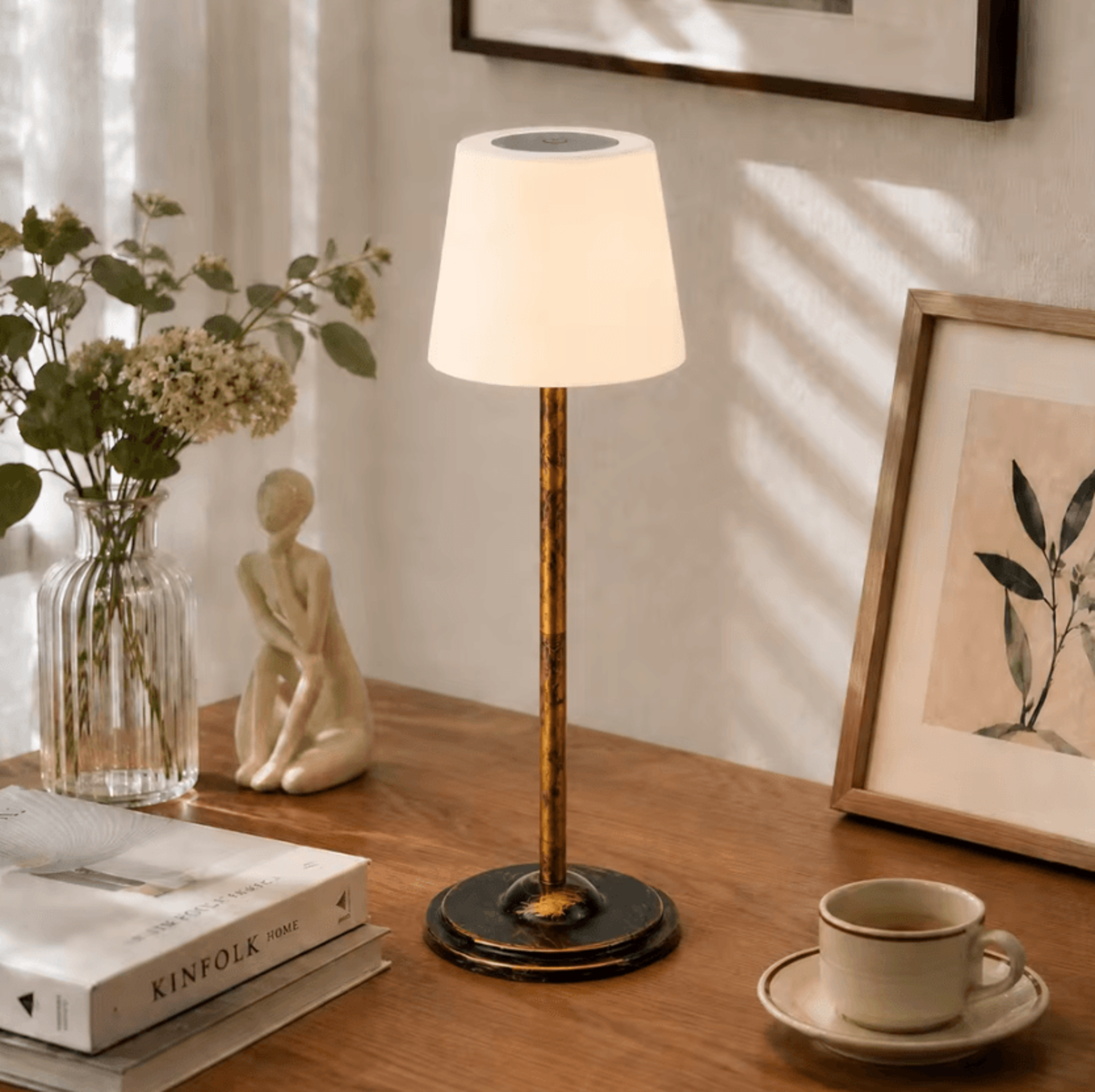 Rechargeable LED Touch Table Lamp 1800mAh 3Color Ambient Light For Bedroom Restaurant And Home Deco 6