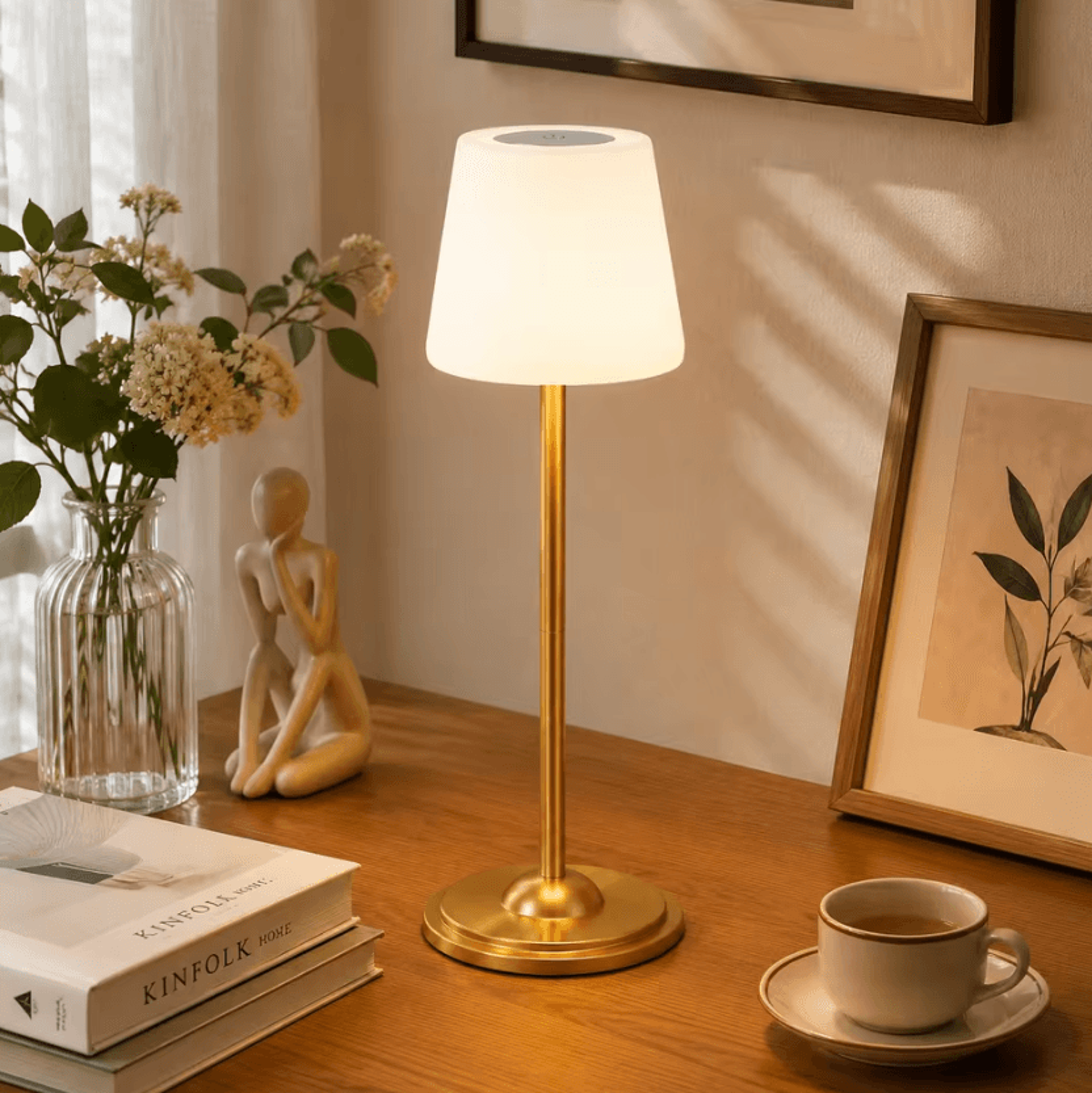 Rechargeable LED Touch Table Lamp 1800mAh 3Color Ambient Light For Bedroom Restaurant And Home Deco 4