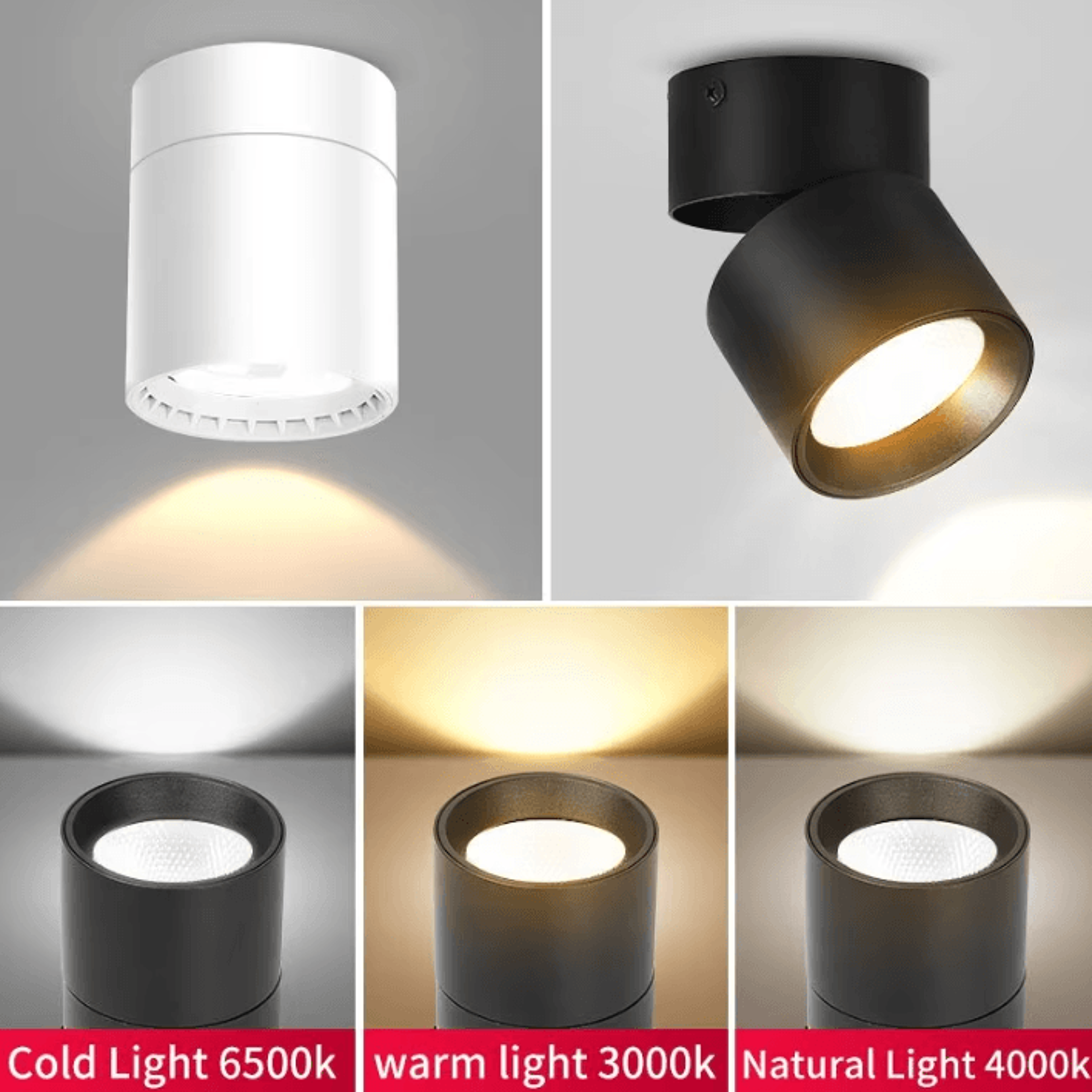 Foldable LED Surface Mounted Downlight 7W 10W 15W TriColor Adjustable Ceiling Spotlight For Living  1