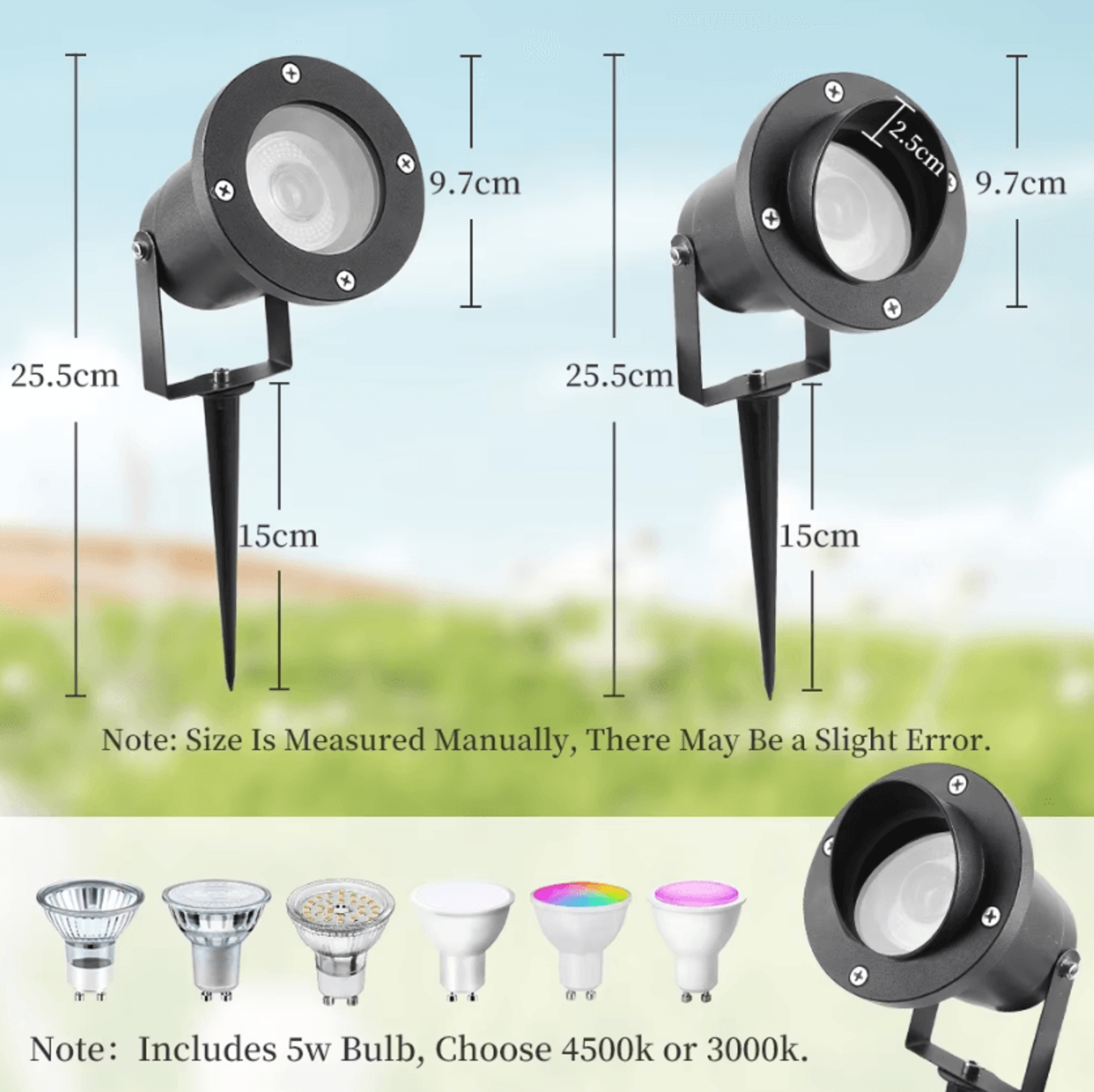 IP65 Waterproof Outdoor Lawn Spotlight GU10 Replaceable Bulb Garden Landscape Light For Villa Yard  5