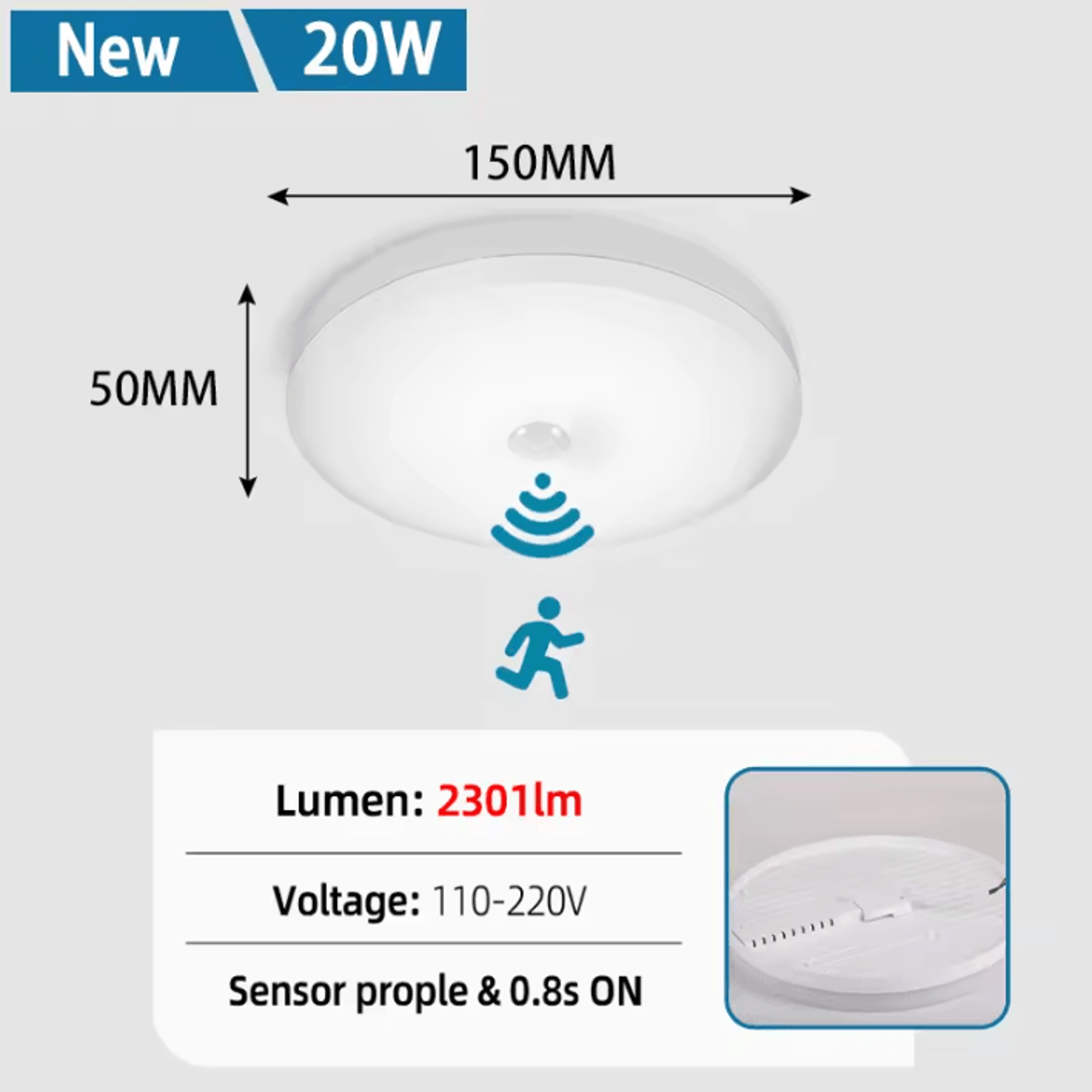 PIR Motion Sensor LED Ceiling Lamp 110V 220V Automatic Motion Detection Light For Corridor Garage A 5