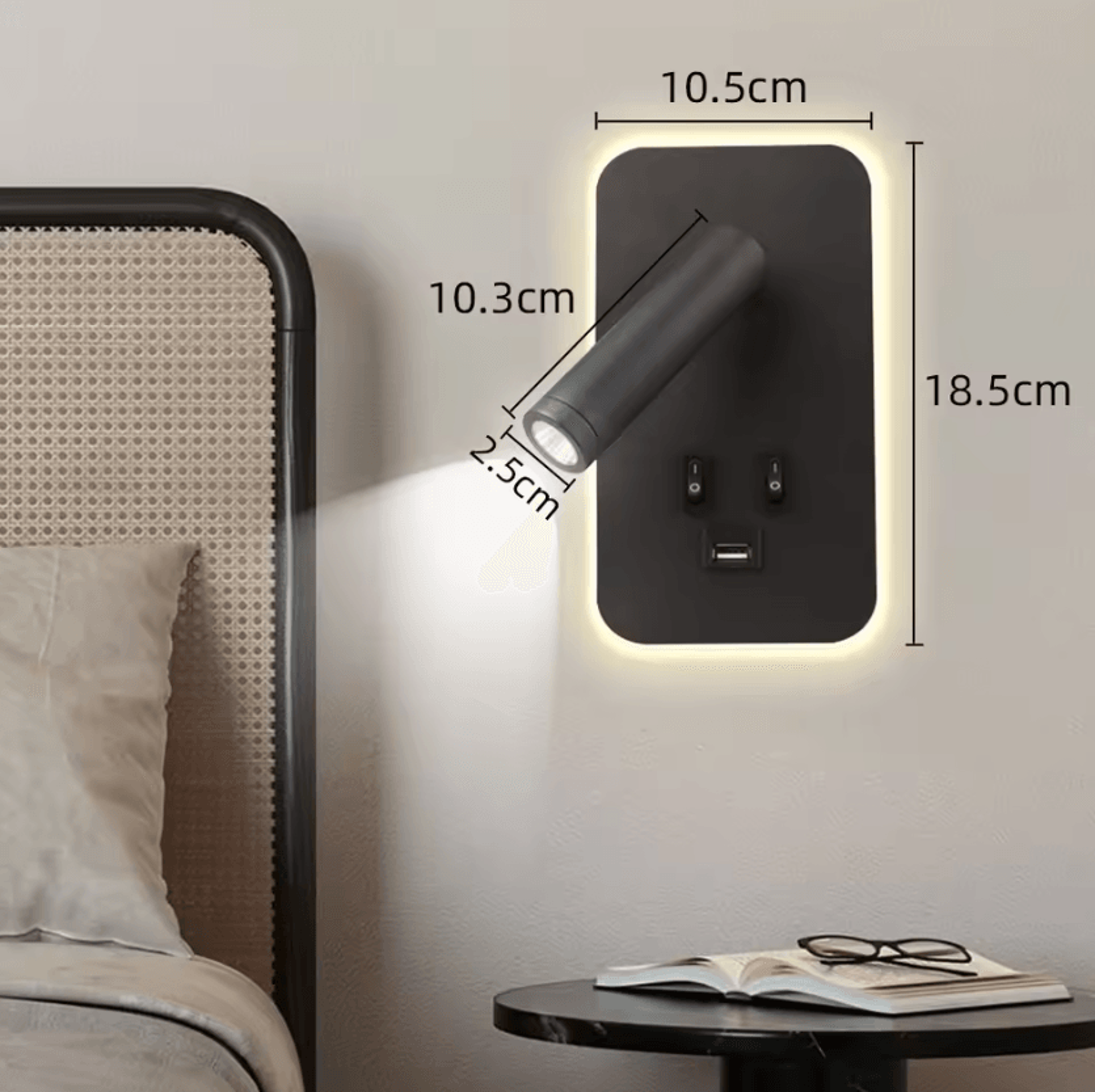 13W LED Bedside Reading Wall Lamp With USB Port Rotatable Spotlight And Dual Switch For Bedroom Lig 5