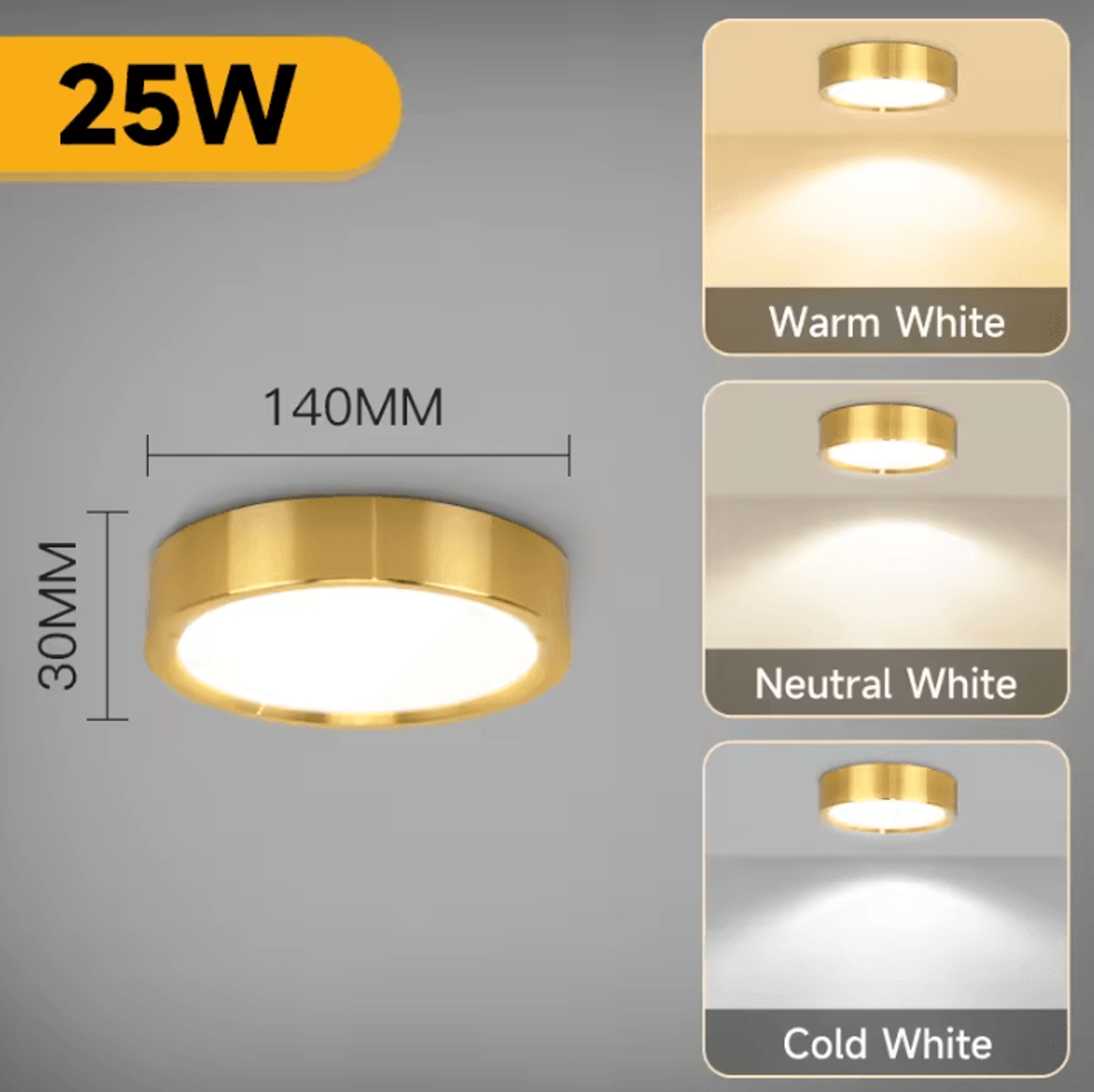 Wood Grain Gold LED Ceiling Downlight 3Color Ultra Thin Panel Spotlight For Living Room And Home De 6