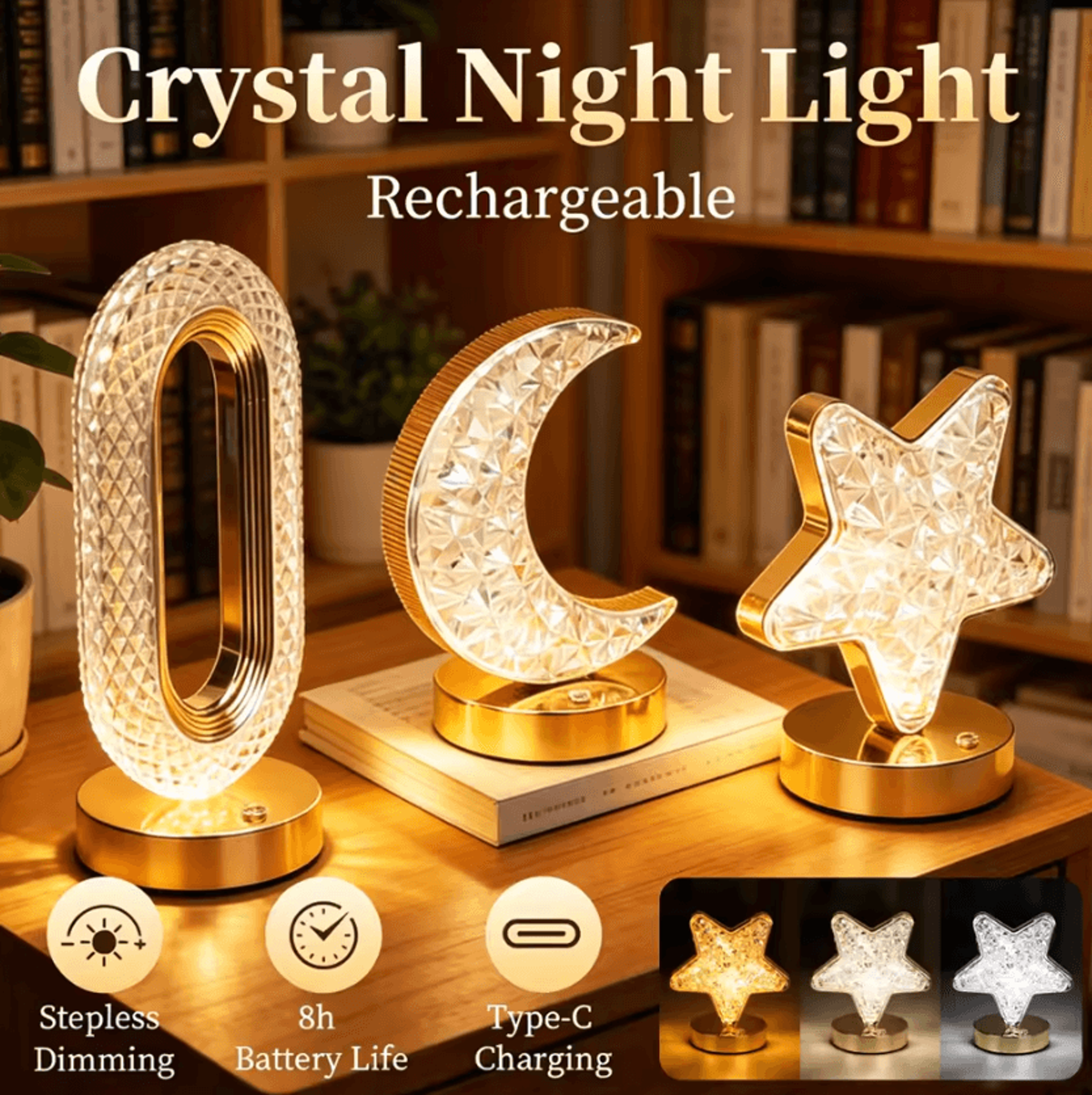 USB Rechargeable LED Night Light 3Color Stepless Dimmable Bedside Table Lamp For Bedroom Study And  0