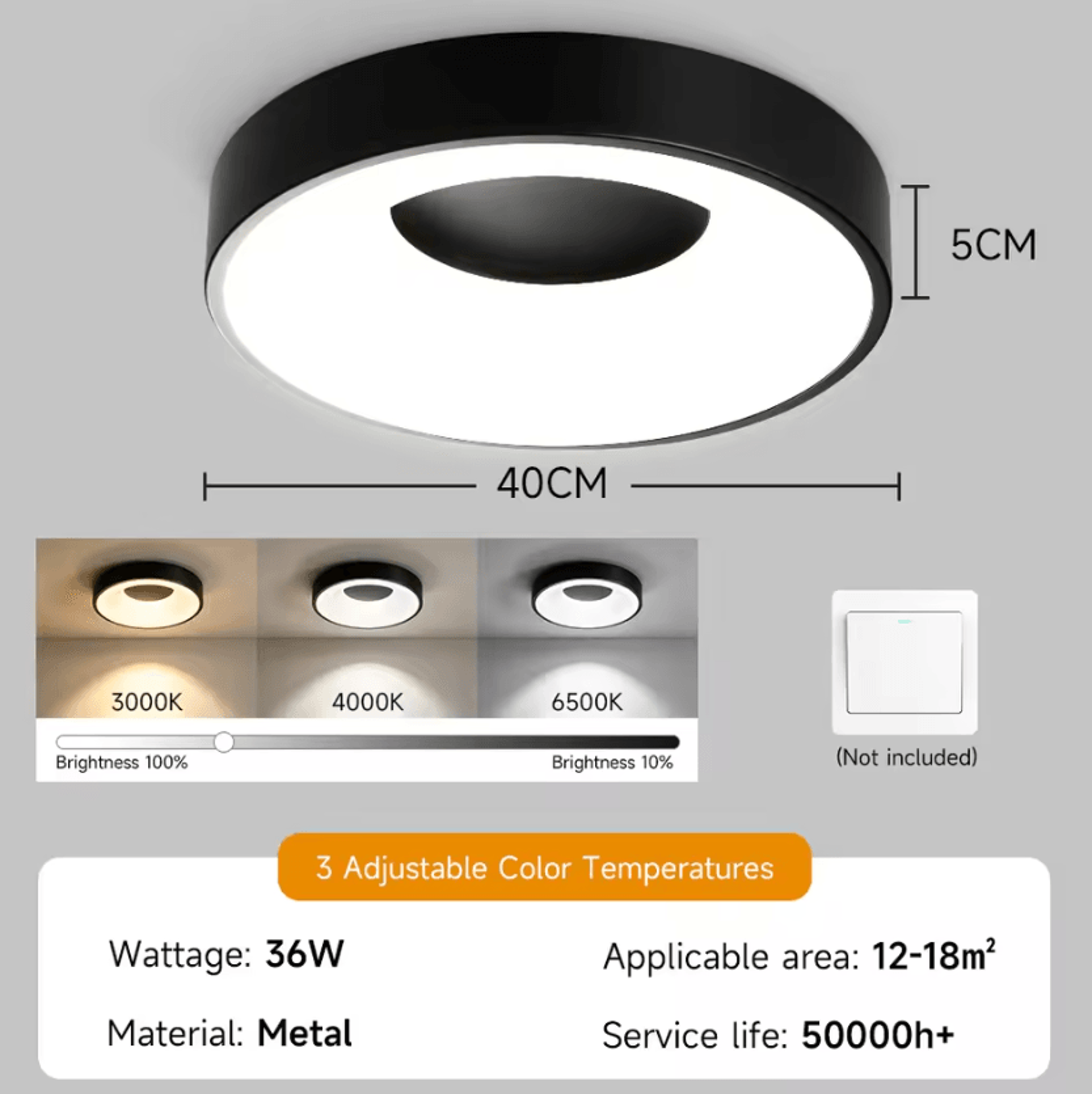 Modern 3Color LED Ceiling Light With Remote Control Dimmable Lamp For Living Room And Bedroom 9