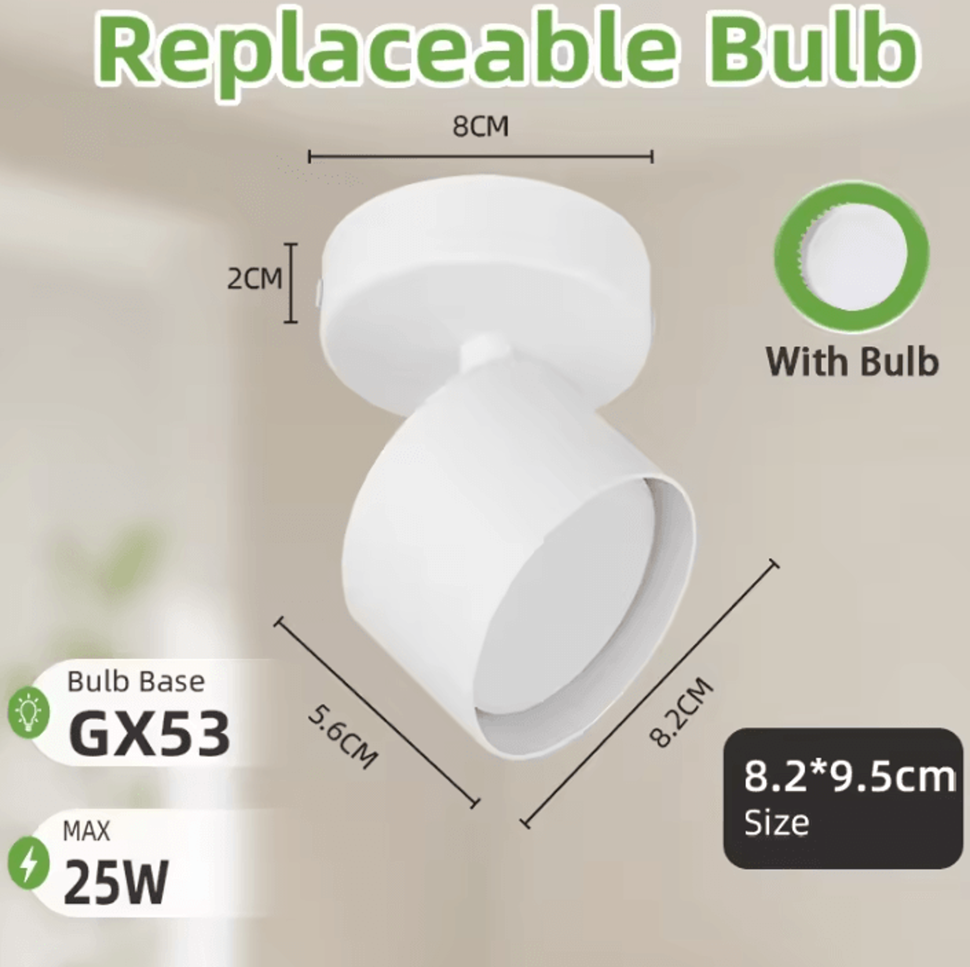 GX53 LED Ceiling Downlight 220V 3Color Replaceable Bulb Spotlight For Living Room Kitchen And Corri 3