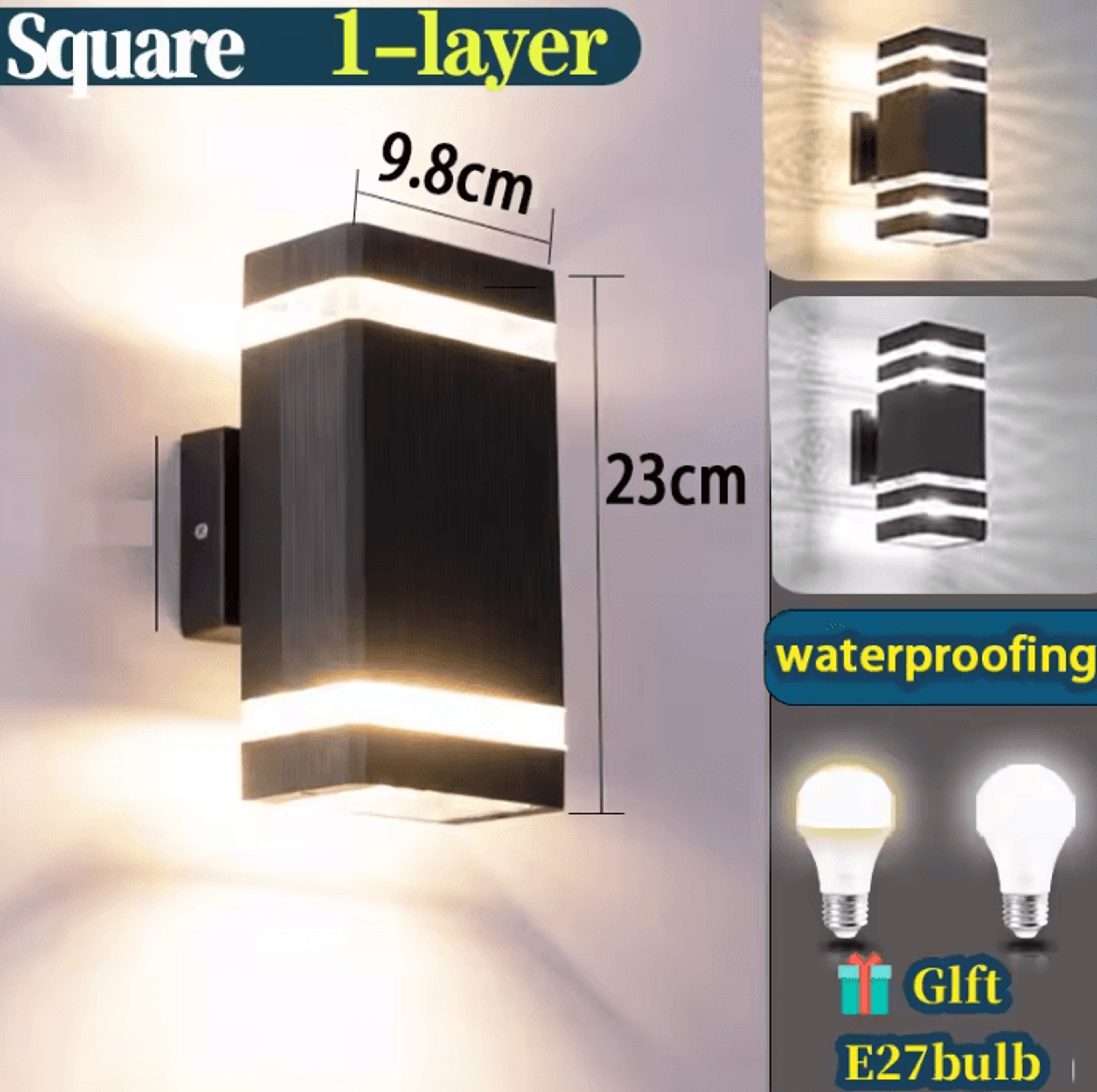 IP65 Waterproof E27 LED Wall Light 3Color Replaceable Bulb Lamp For Garden Gate Balcony And Home De 4